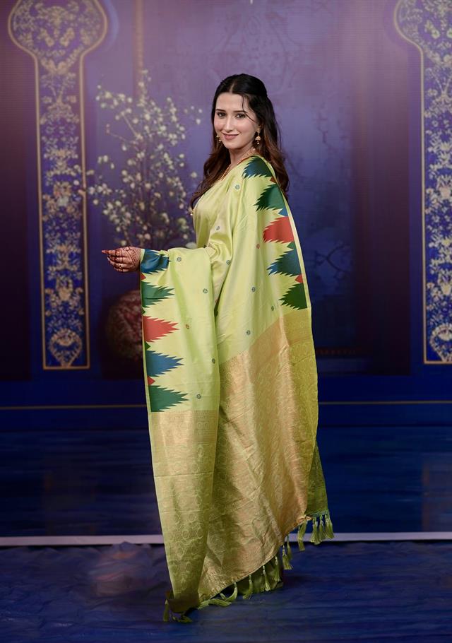 Pastel Triangle Weave Soft Silk Saree