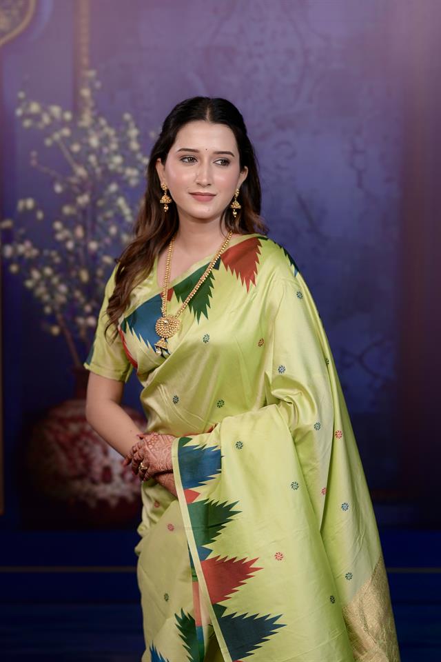 Pastel Triangle Weave Soft Silk Saree