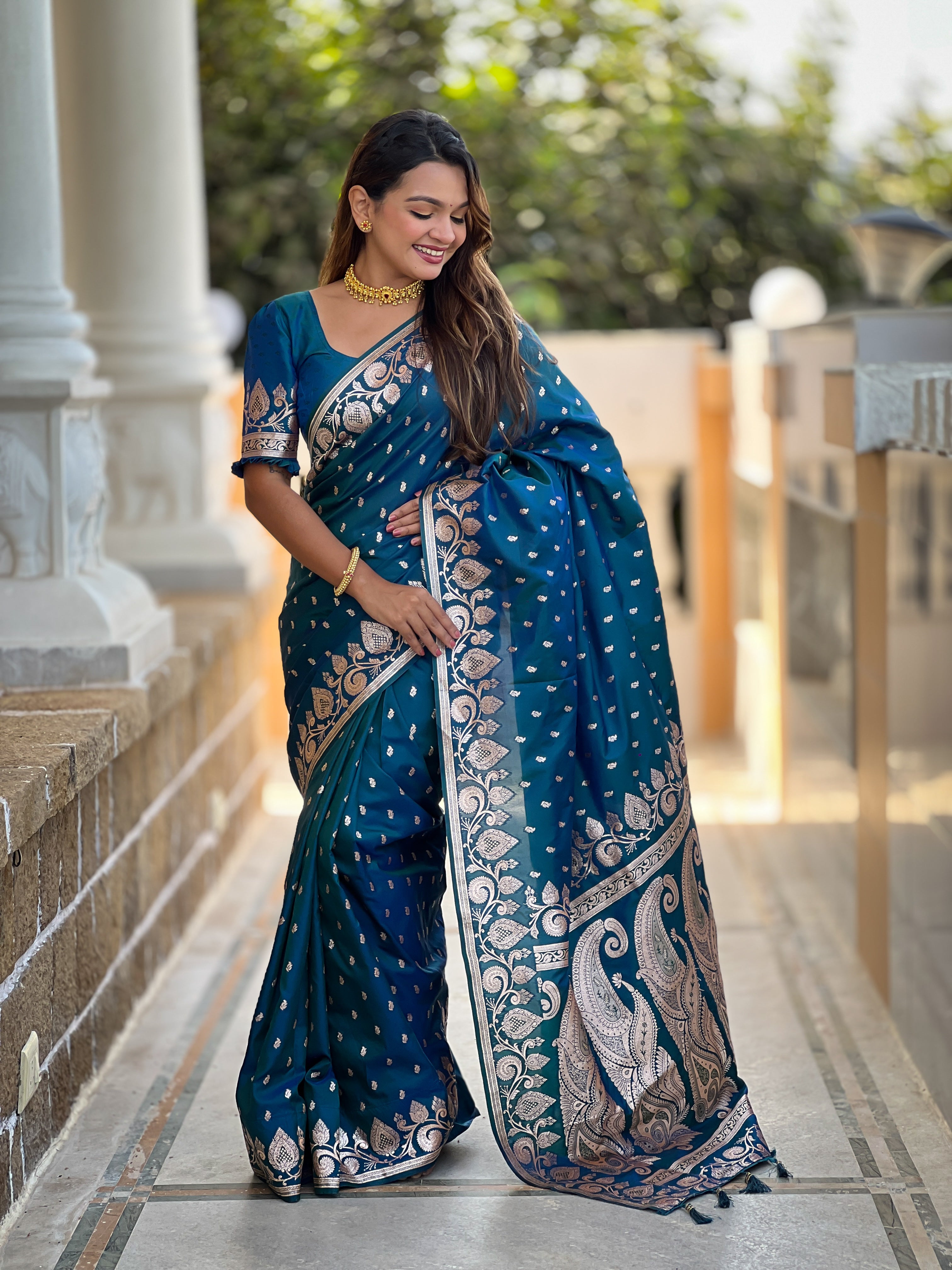 Peacock Soft Banarasi Silk Saree