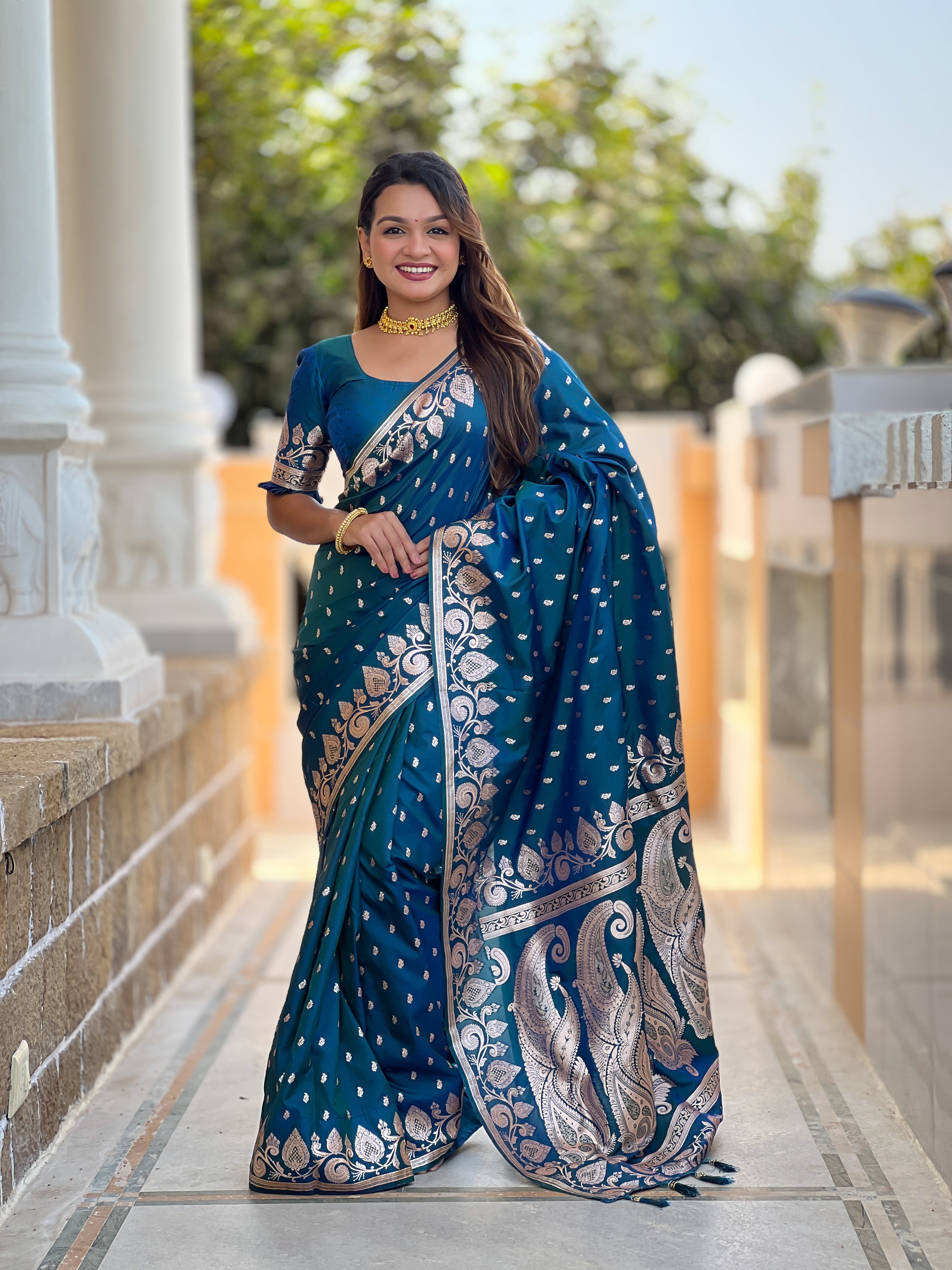 Peacock Soft Banarasi Silk Saree
