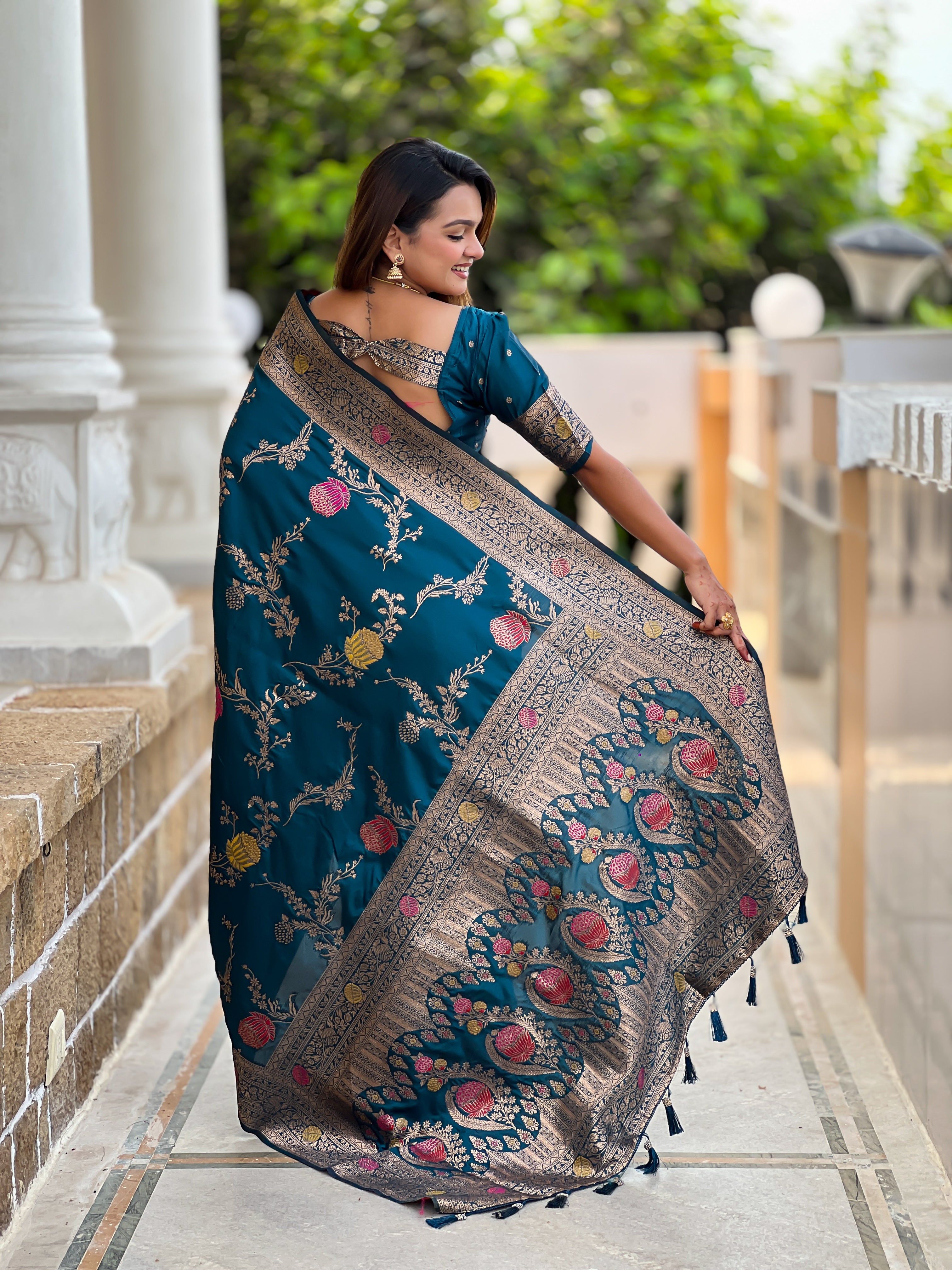 Peacock Wedding Wear Soft Banarasi Silk Saree