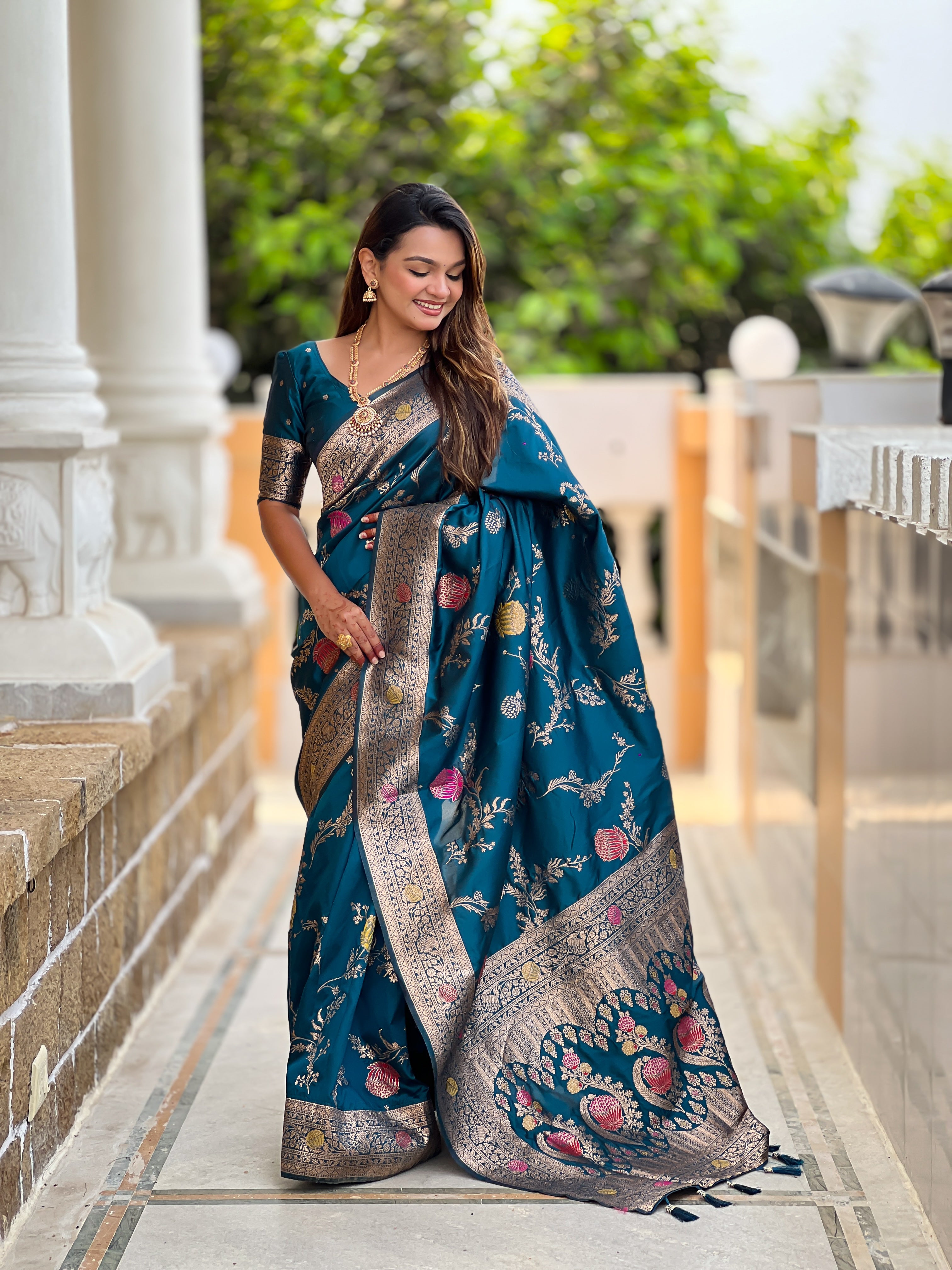 Peacock Wedding Wear Soft Banarasi Silk Saree