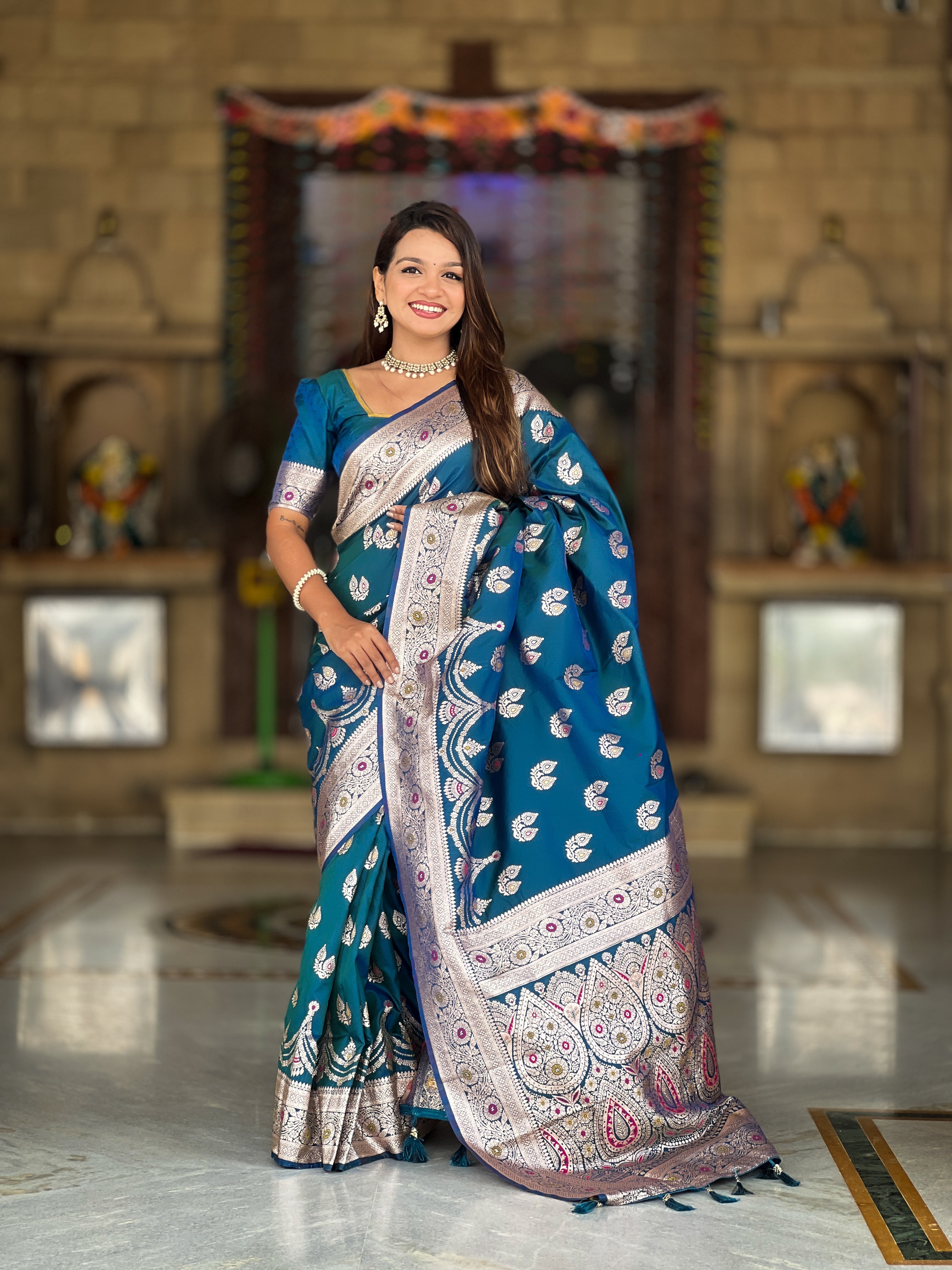 Peacock Wedding Wear Soft Banarasi Silk Saree