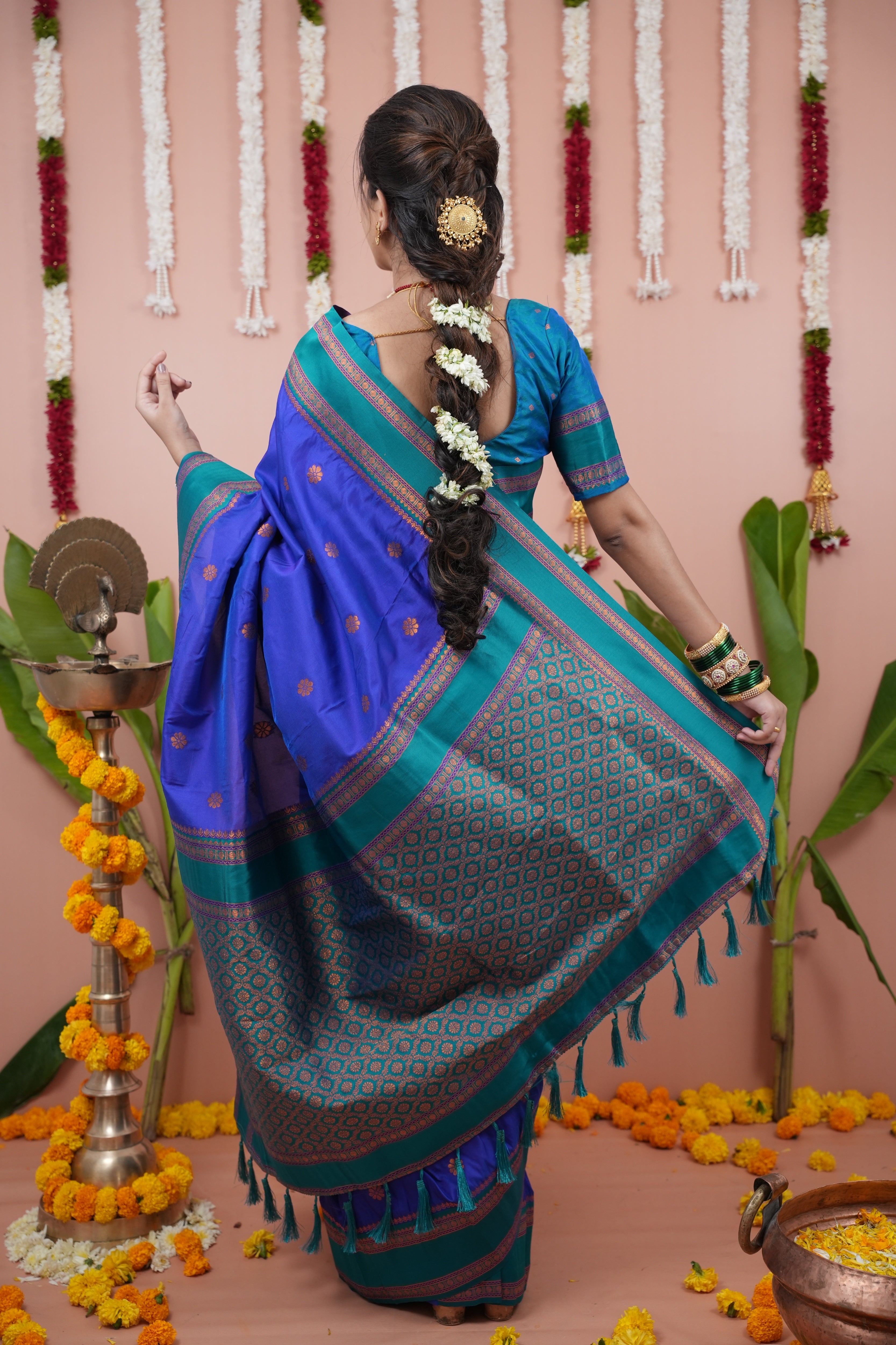 Persian Blue Wedding Wear Soft Silk Saree
