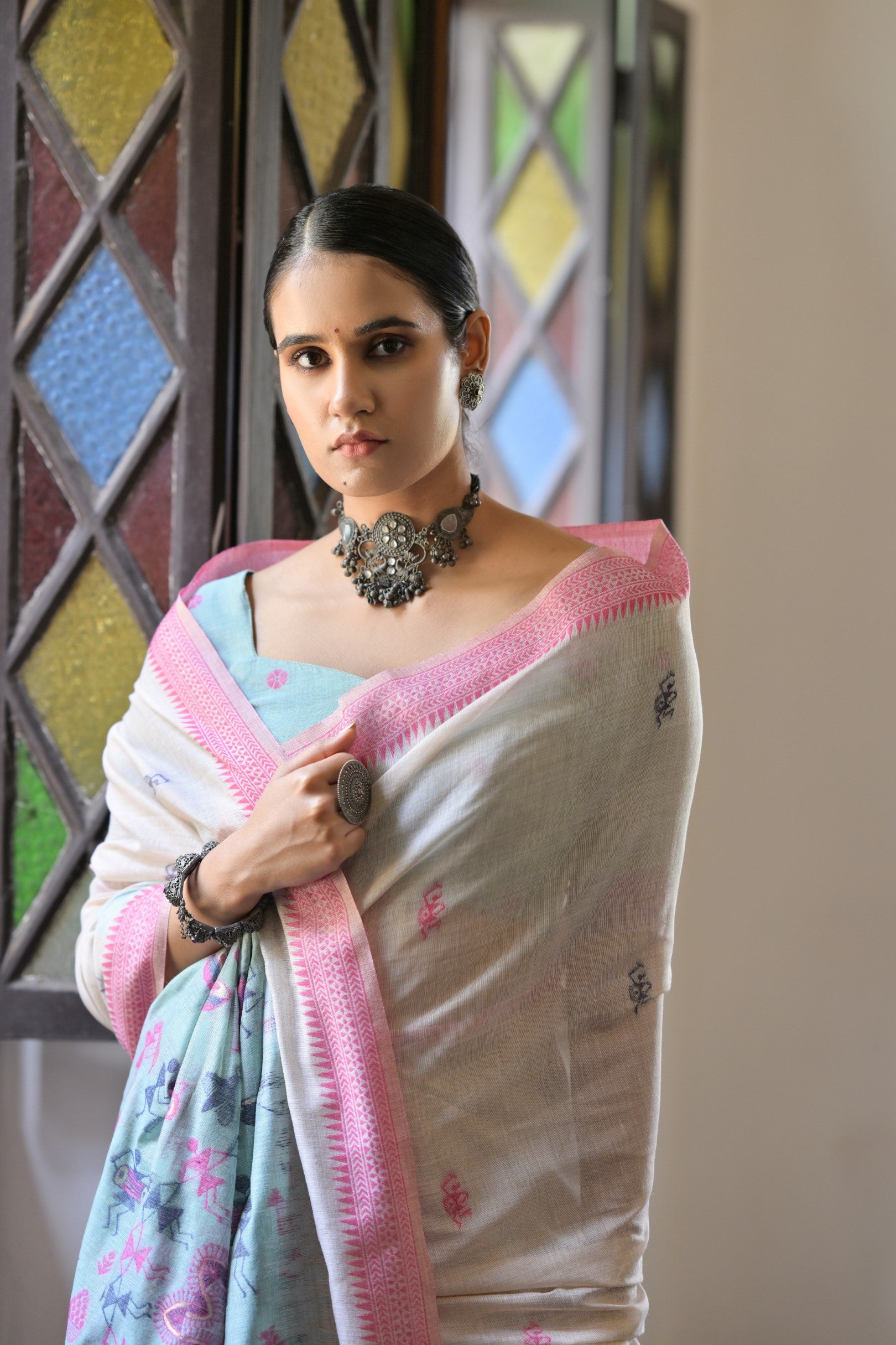 Pink Muga Cotton Saree