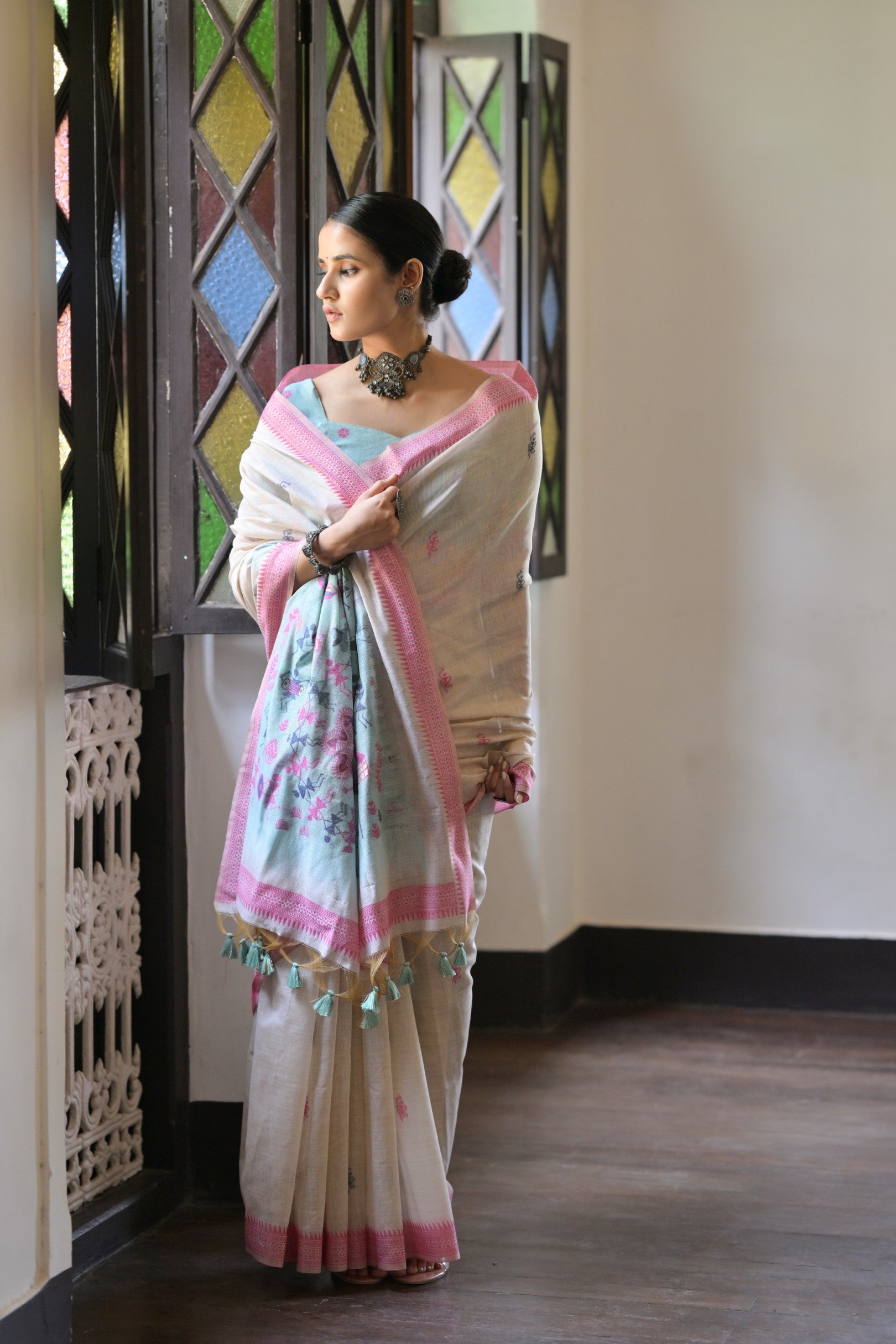 Pink Muga Cotton Saree
