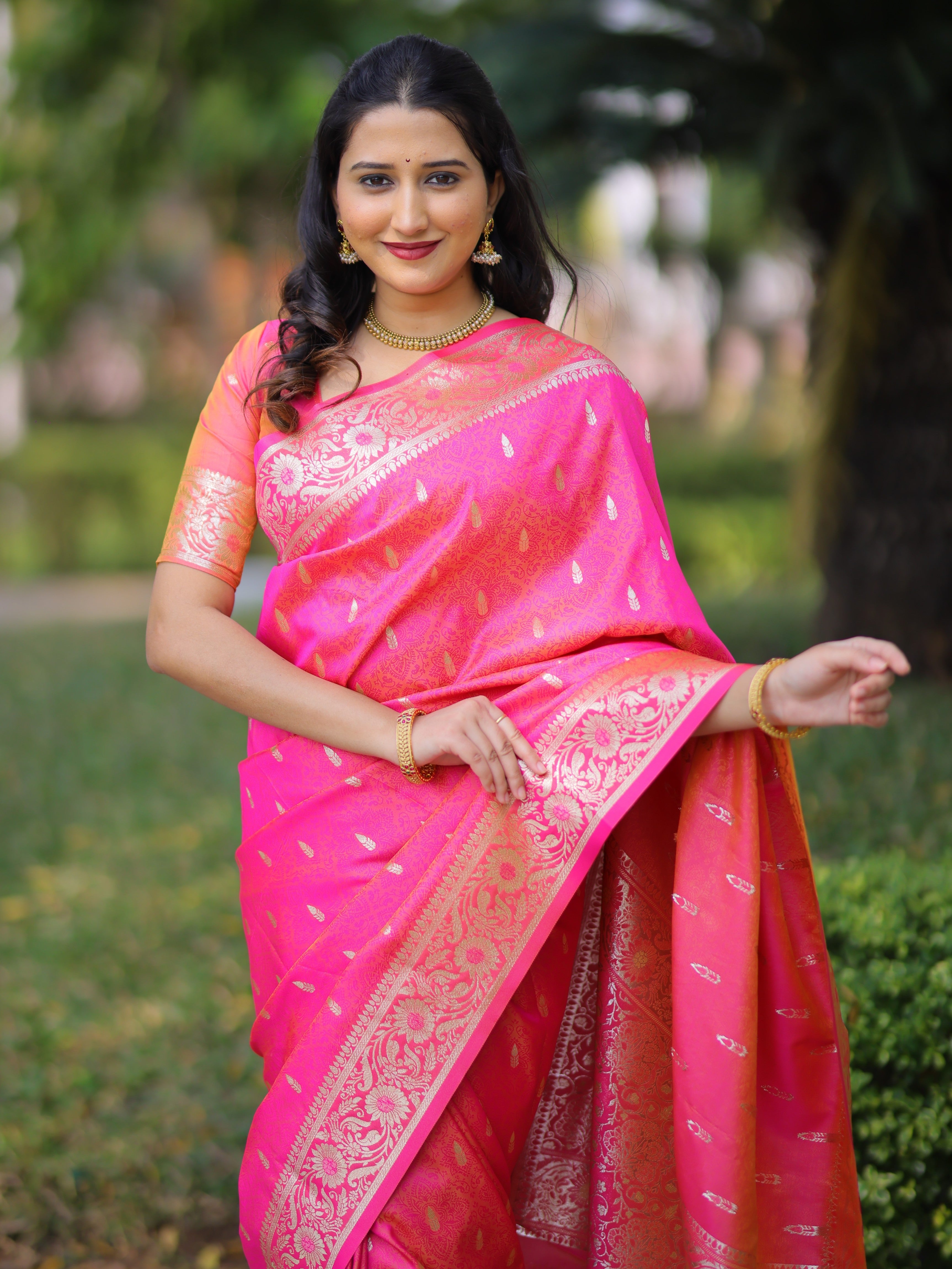 Pink Pure Banarasi Silk Saree