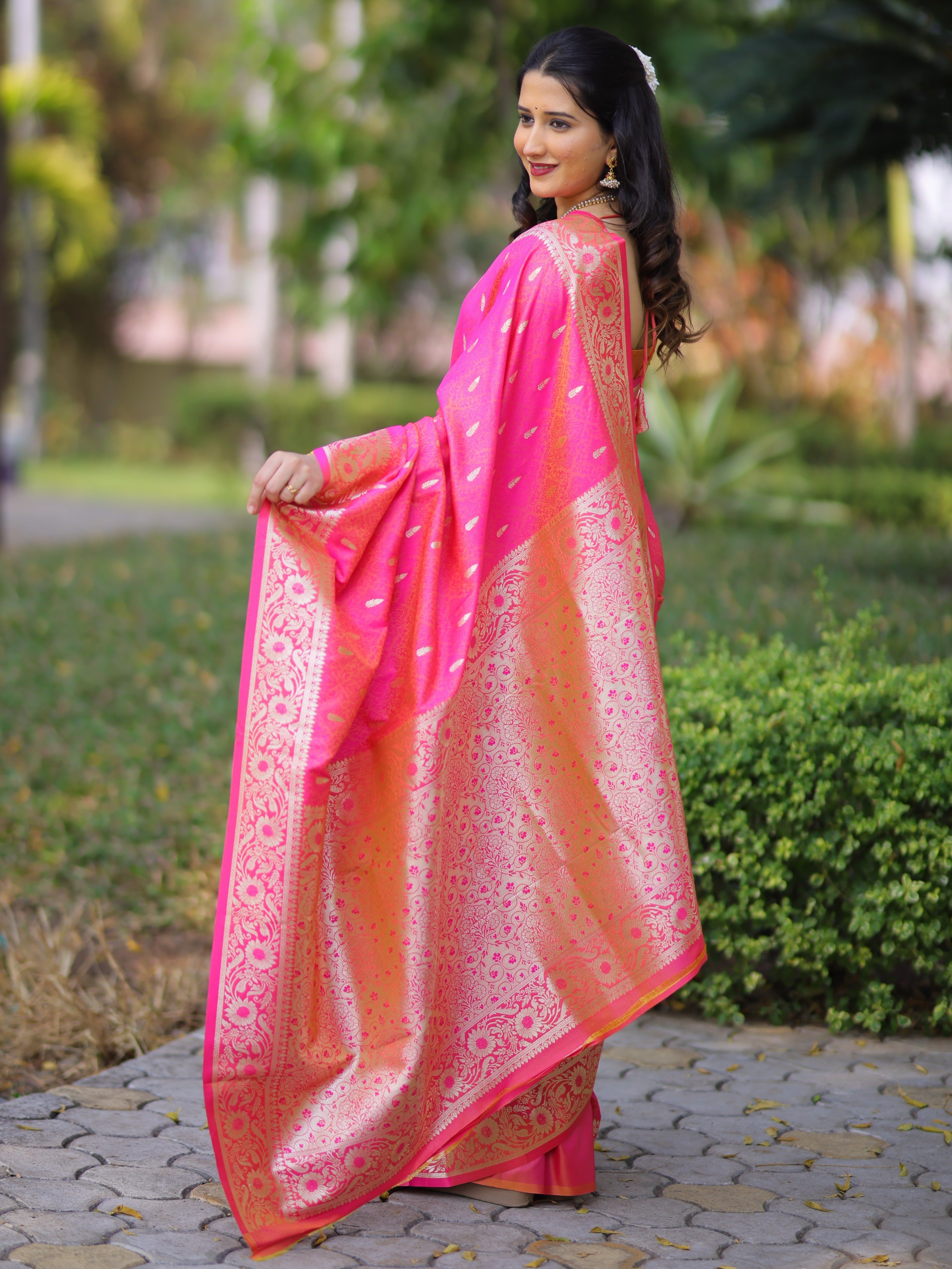 Pink Pure Banarasi Silk Saree