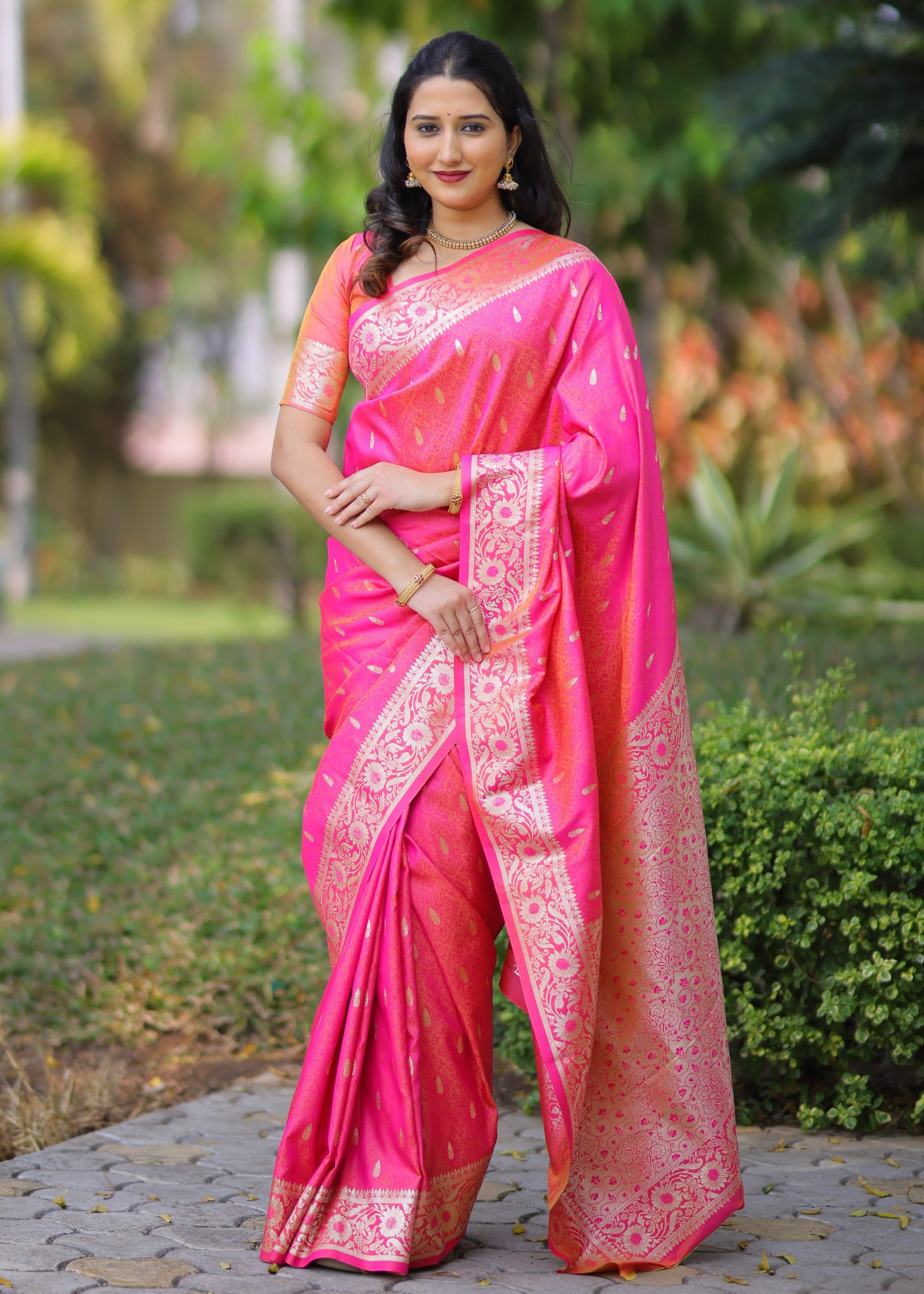 Pink Pure Banarasi Silk Saree