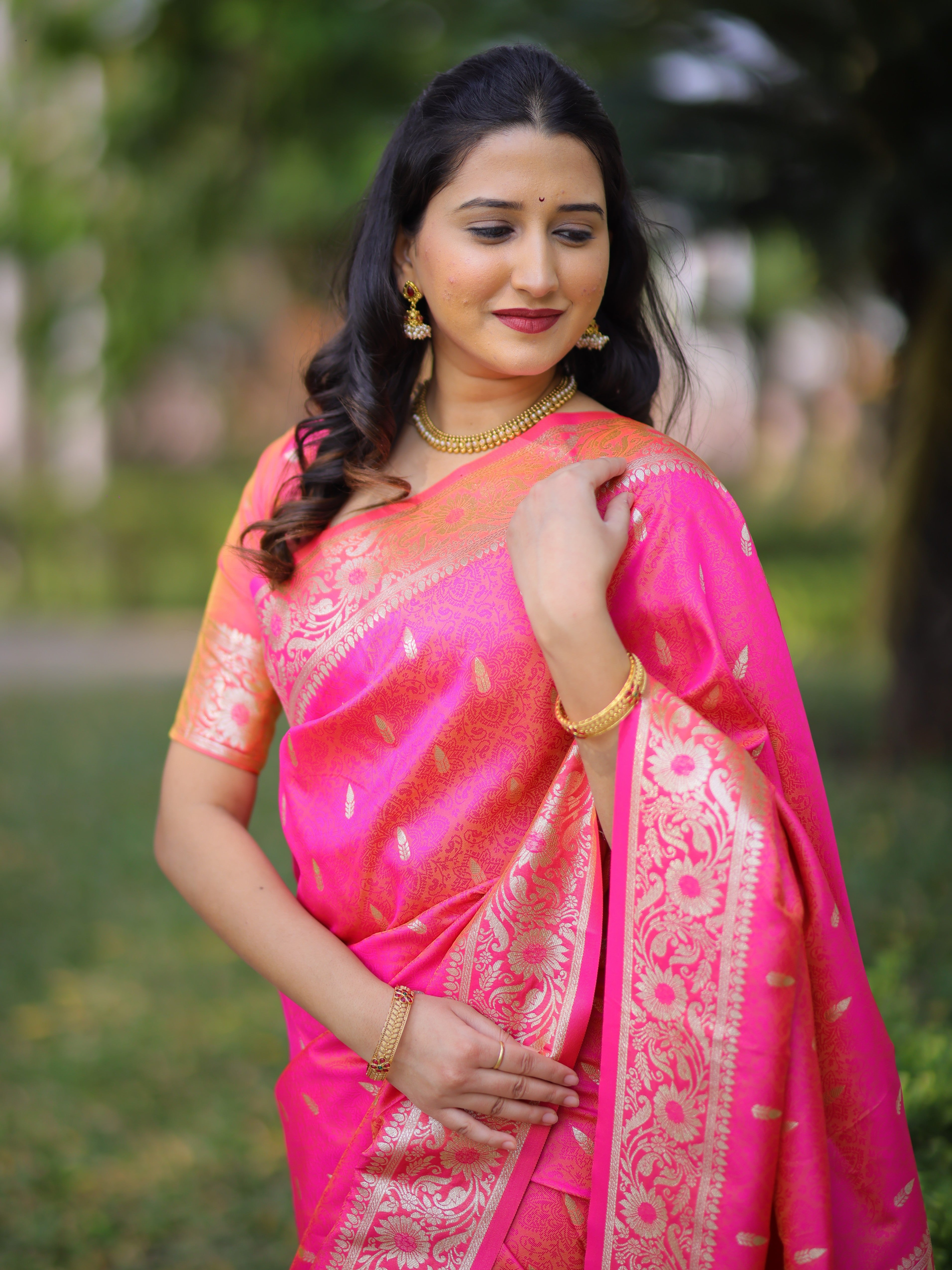 Pink Pure Banarasi Silk Saree