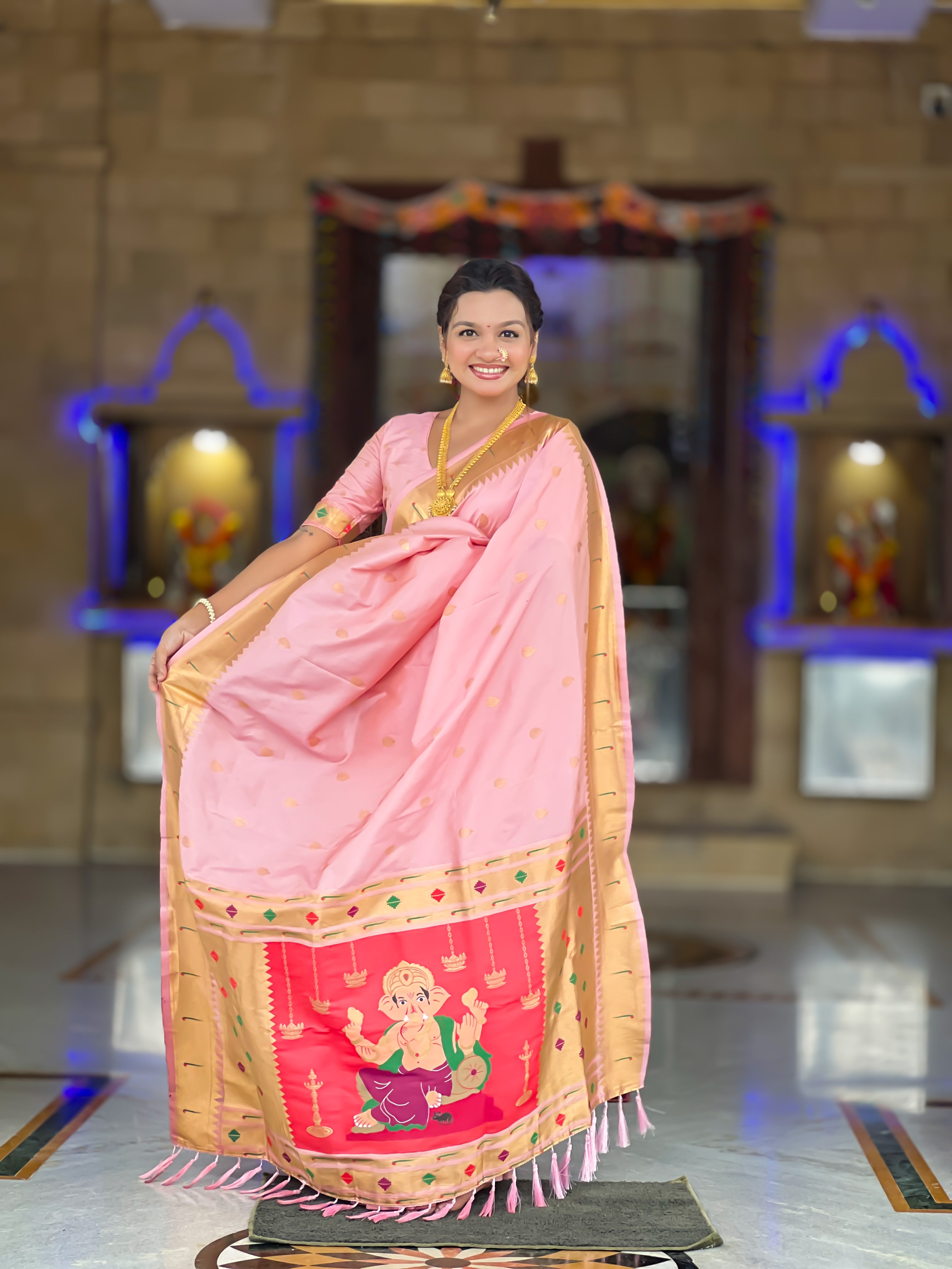 Pink Soft Paithani Silk Saree