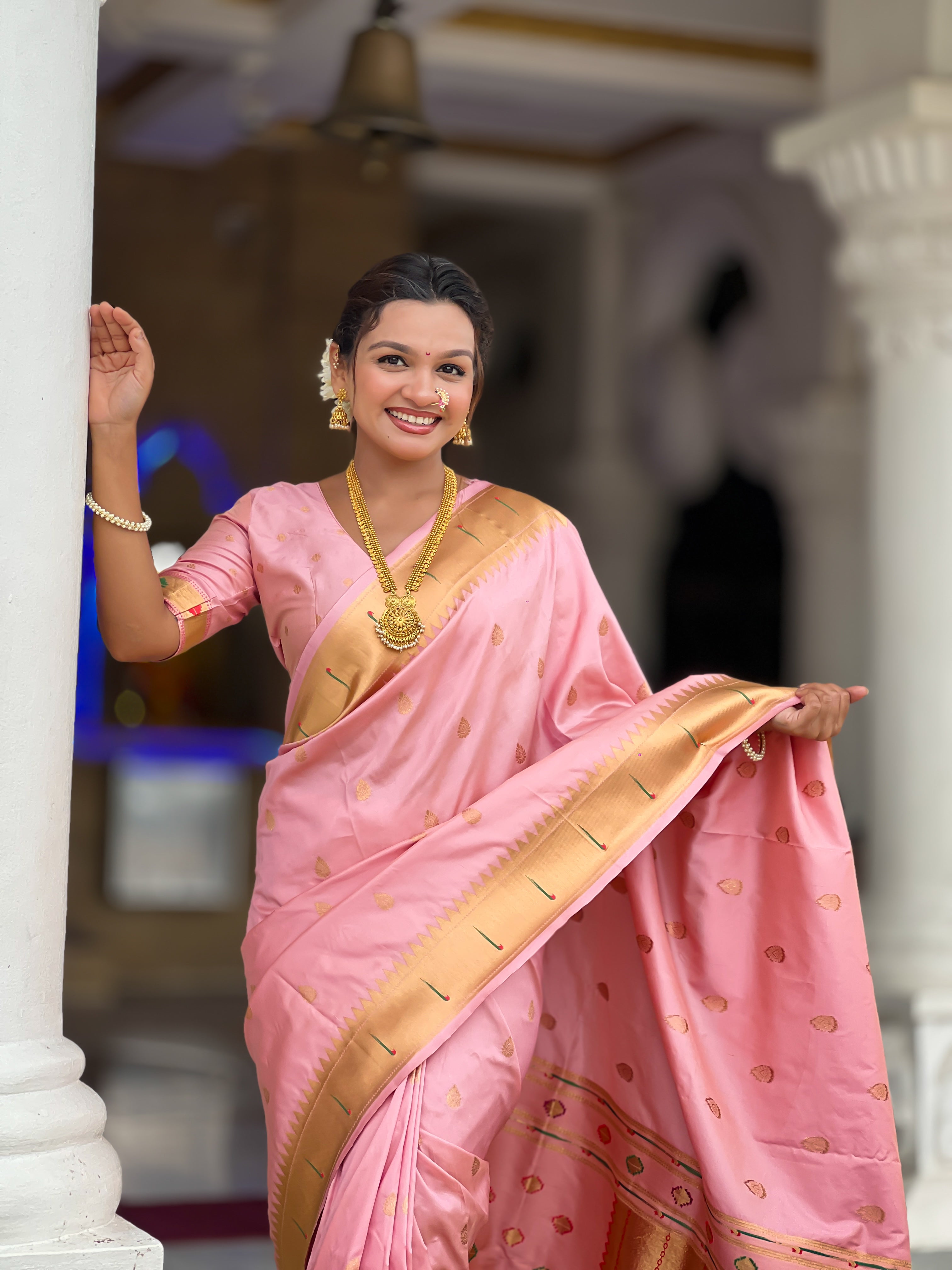 Pink Soft Paithani Silk Saree