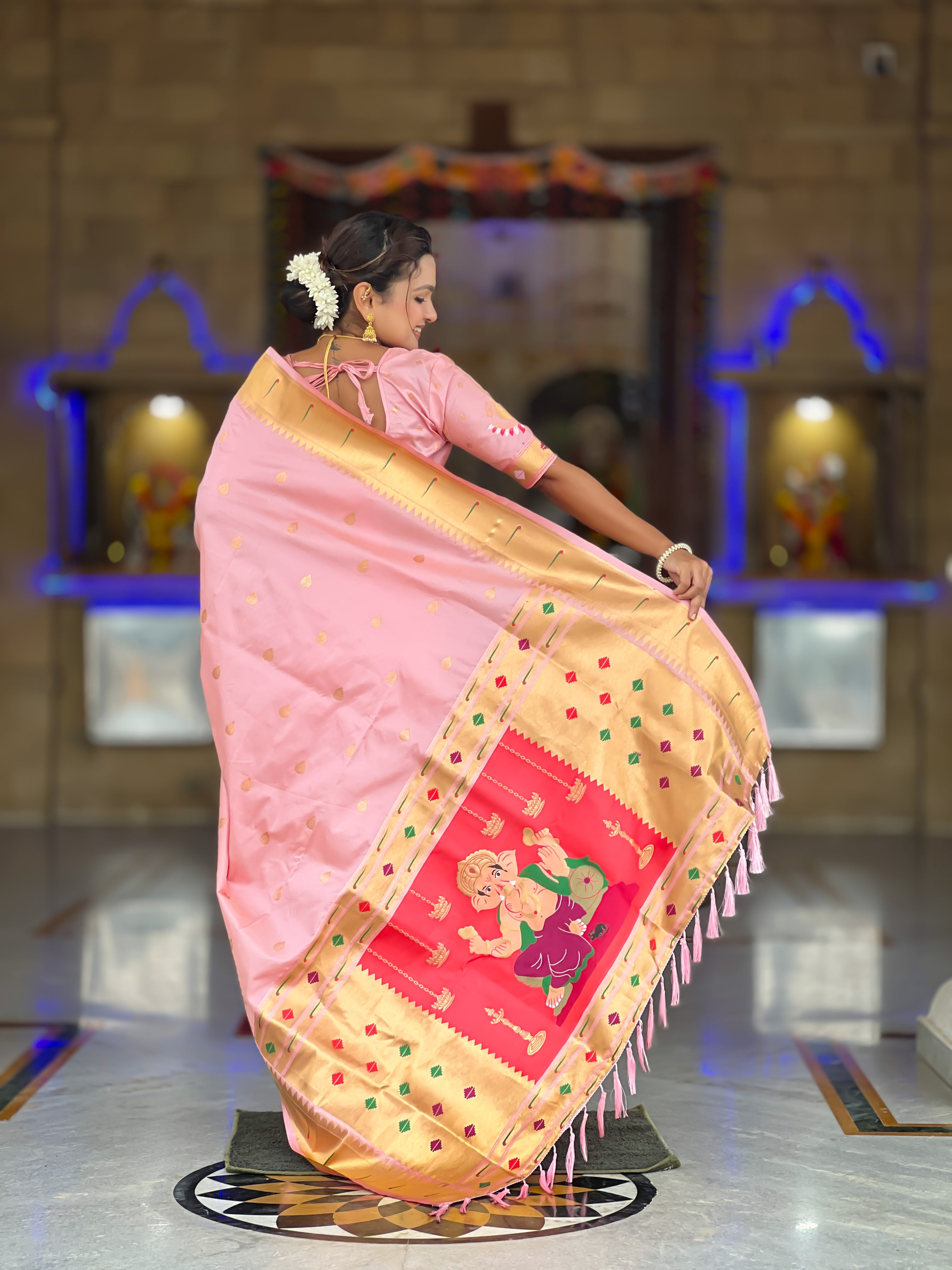 Pink Soft Paithani Silk Saree