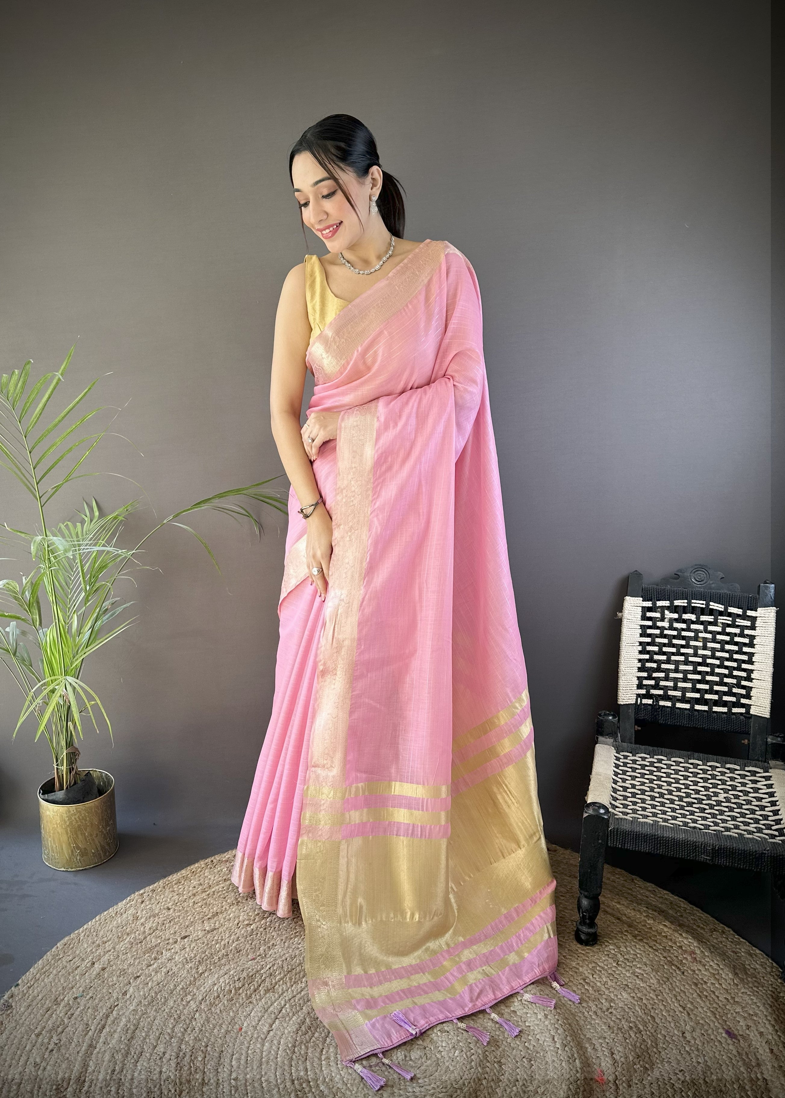 Pink Summer Wear Traditional Cotton Saree