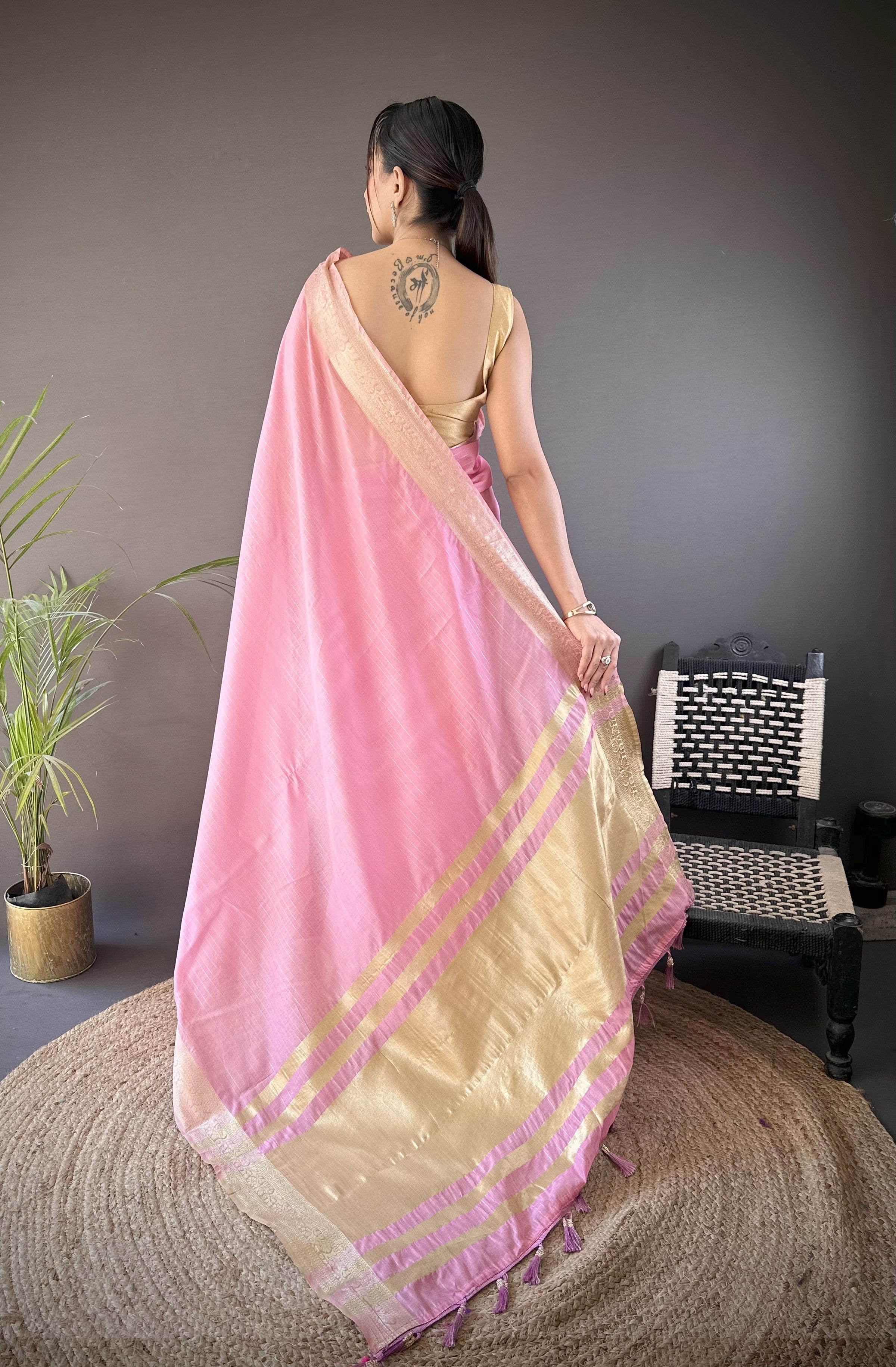 Pink Summer Wear Traditional Cotton Saree