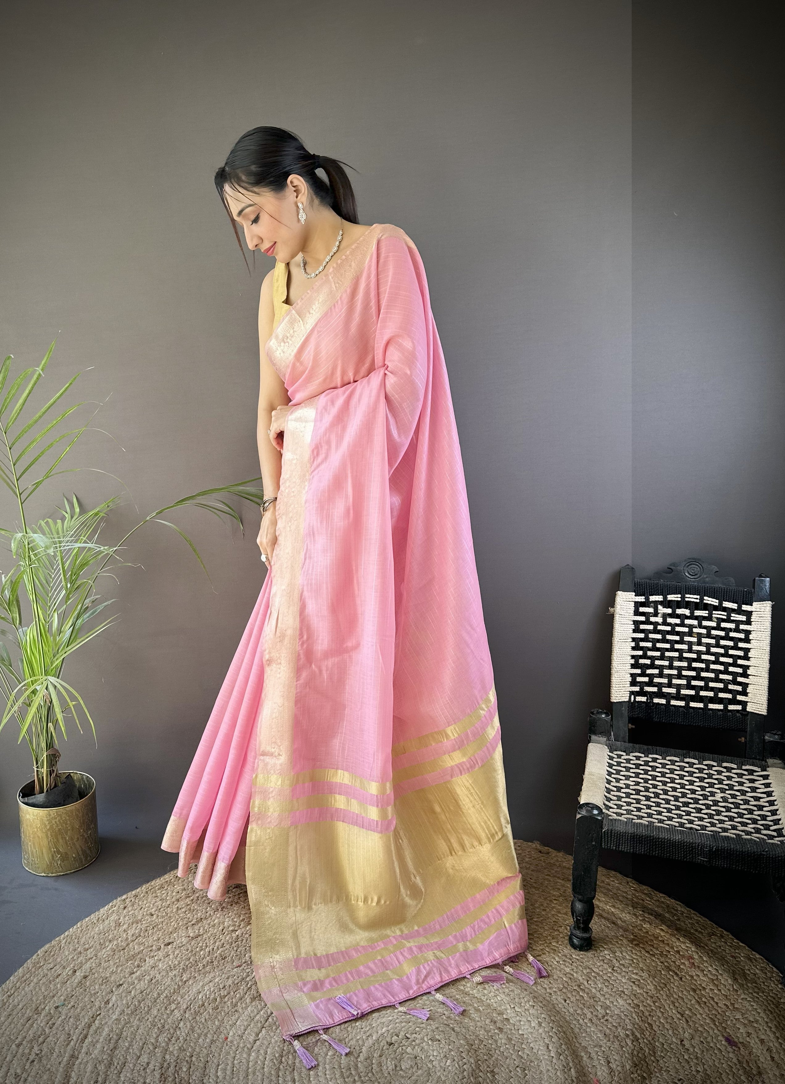 Pink Summer Wear Traditional Cotton Saree