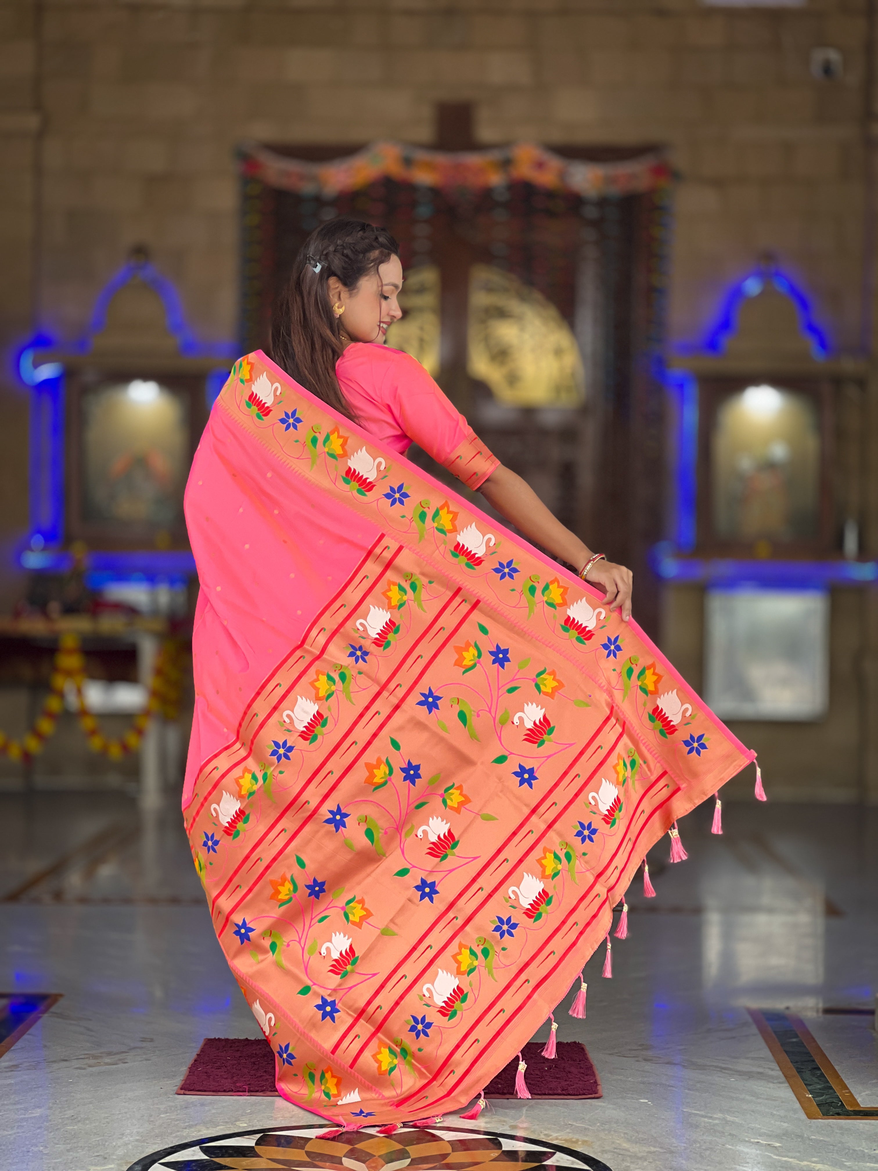 Pink Wedding Wear Soft Paithani Silk Saree