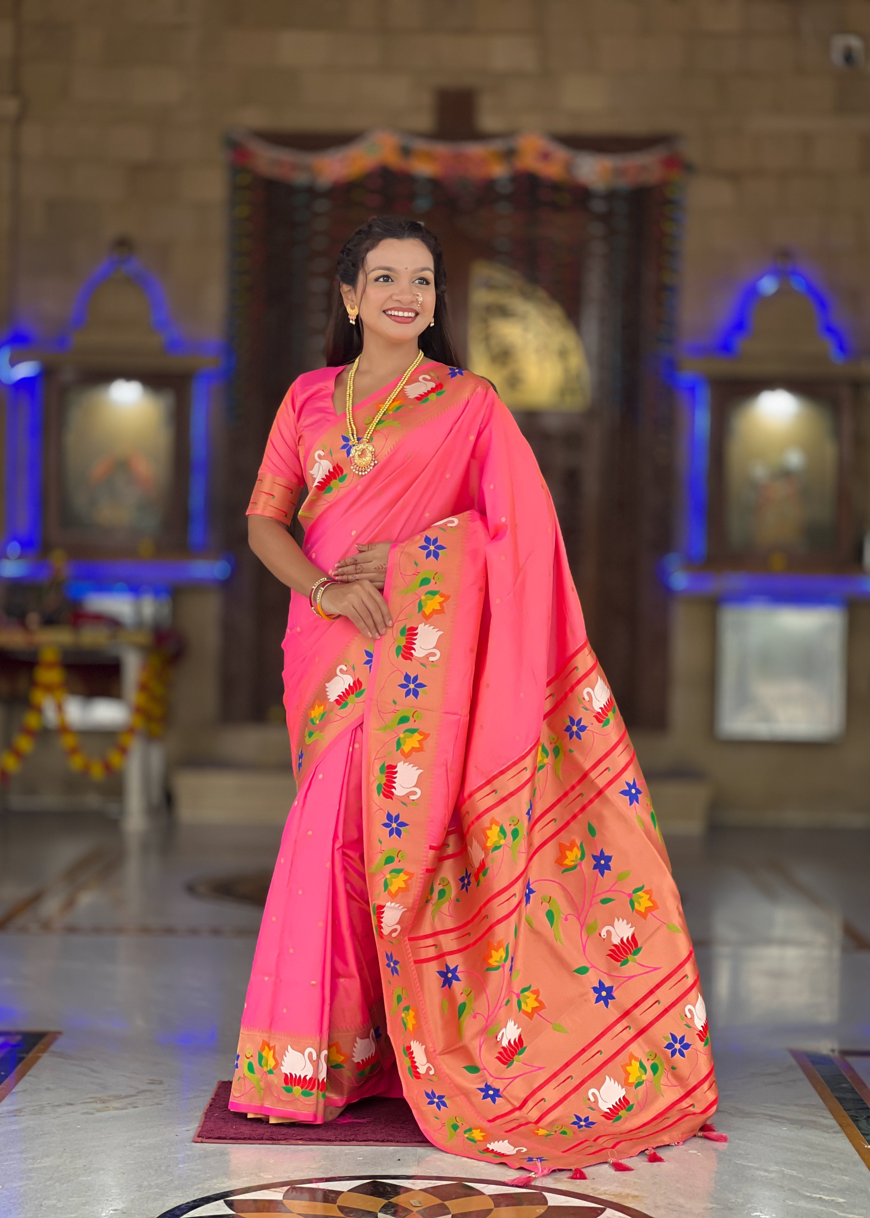 Pink Wedding Wear Soft Paithani Silk Saree