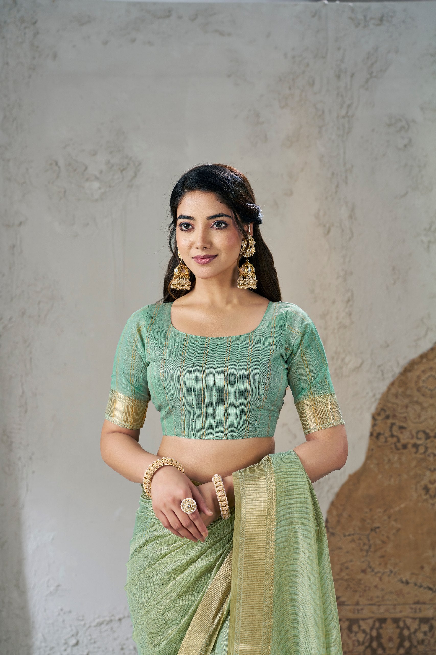 Pista Soft Linen Cotton Silk Saree