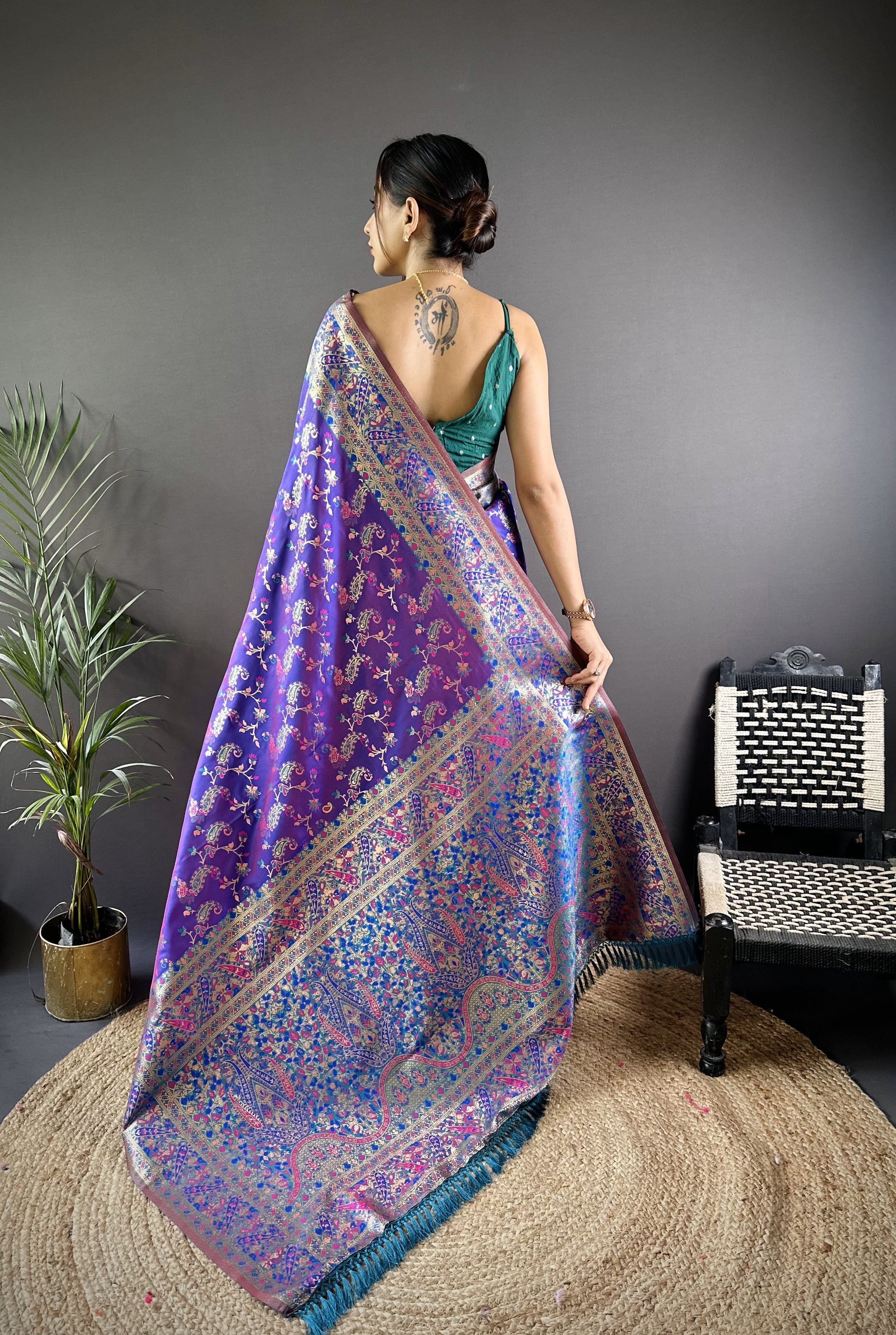 Purple Banarasi Katan Satin Silk Saree