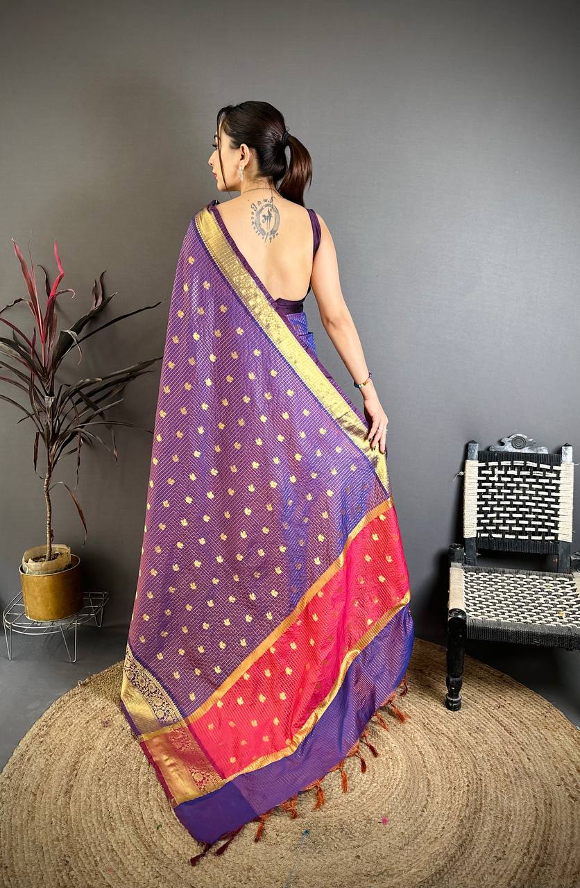 Purple Banarasi Soft Tissue Silk Saree