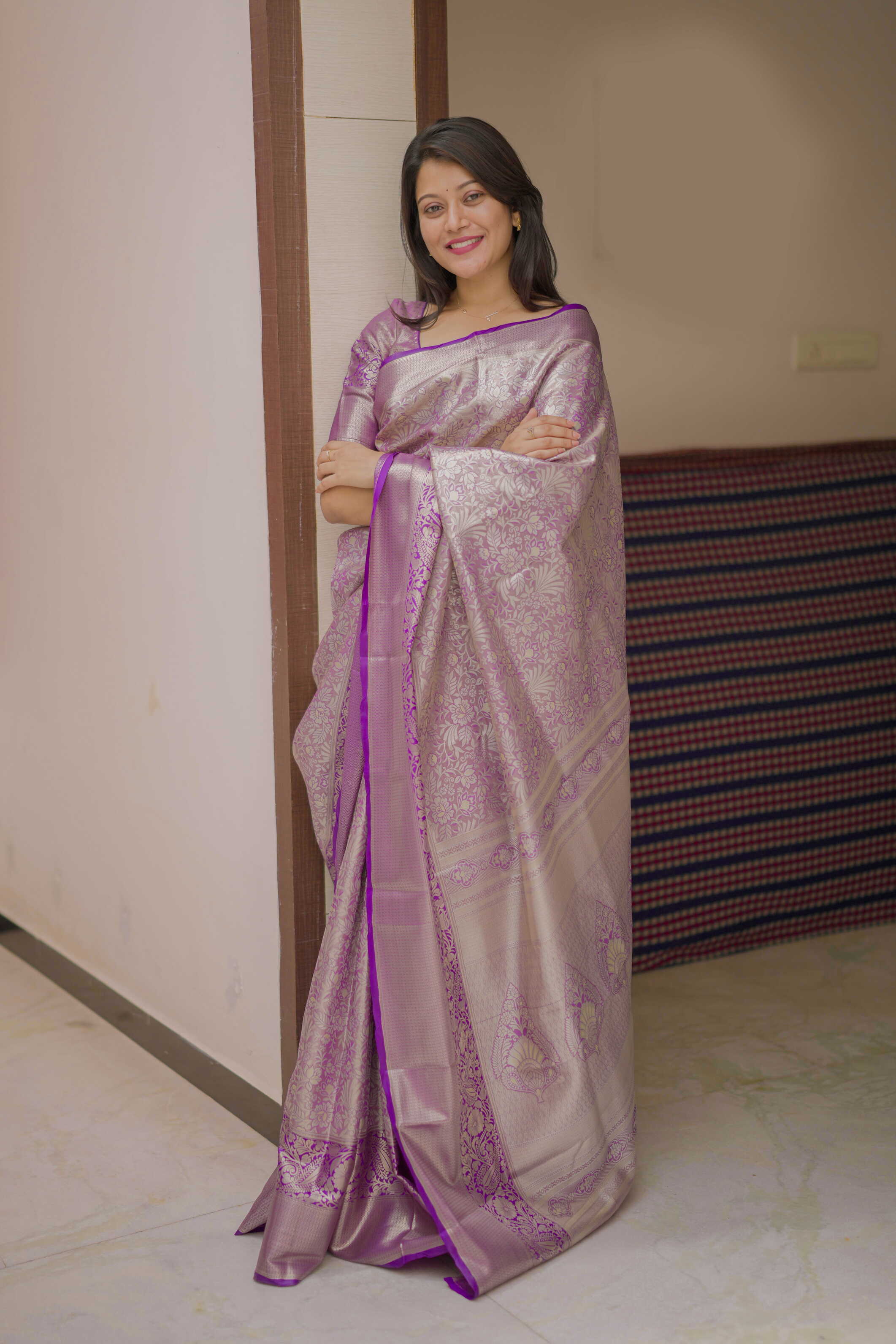 Purple Bridal Kanchipuram Silk Saree