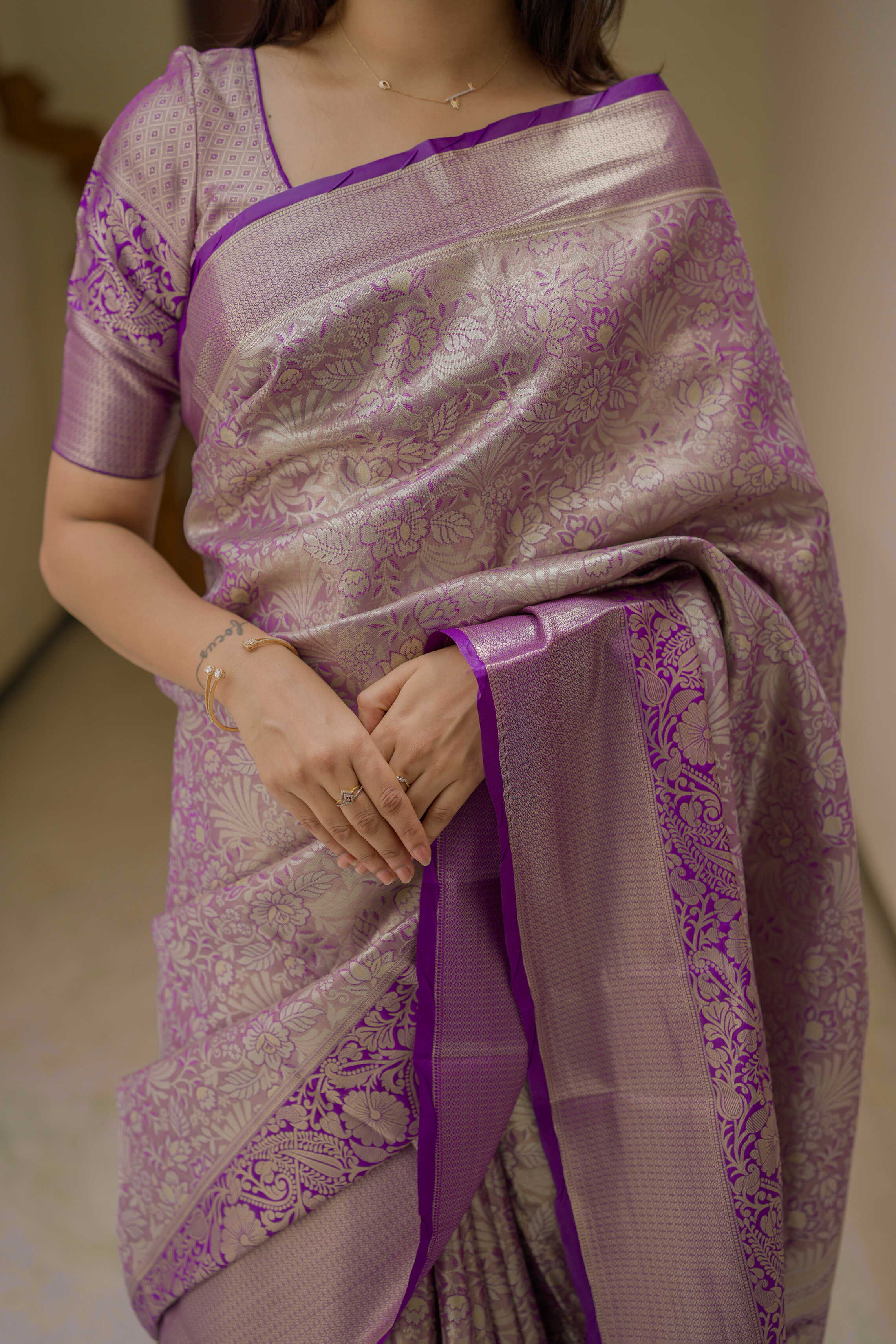 Purple Bridal Kanchipuram Silk Saree