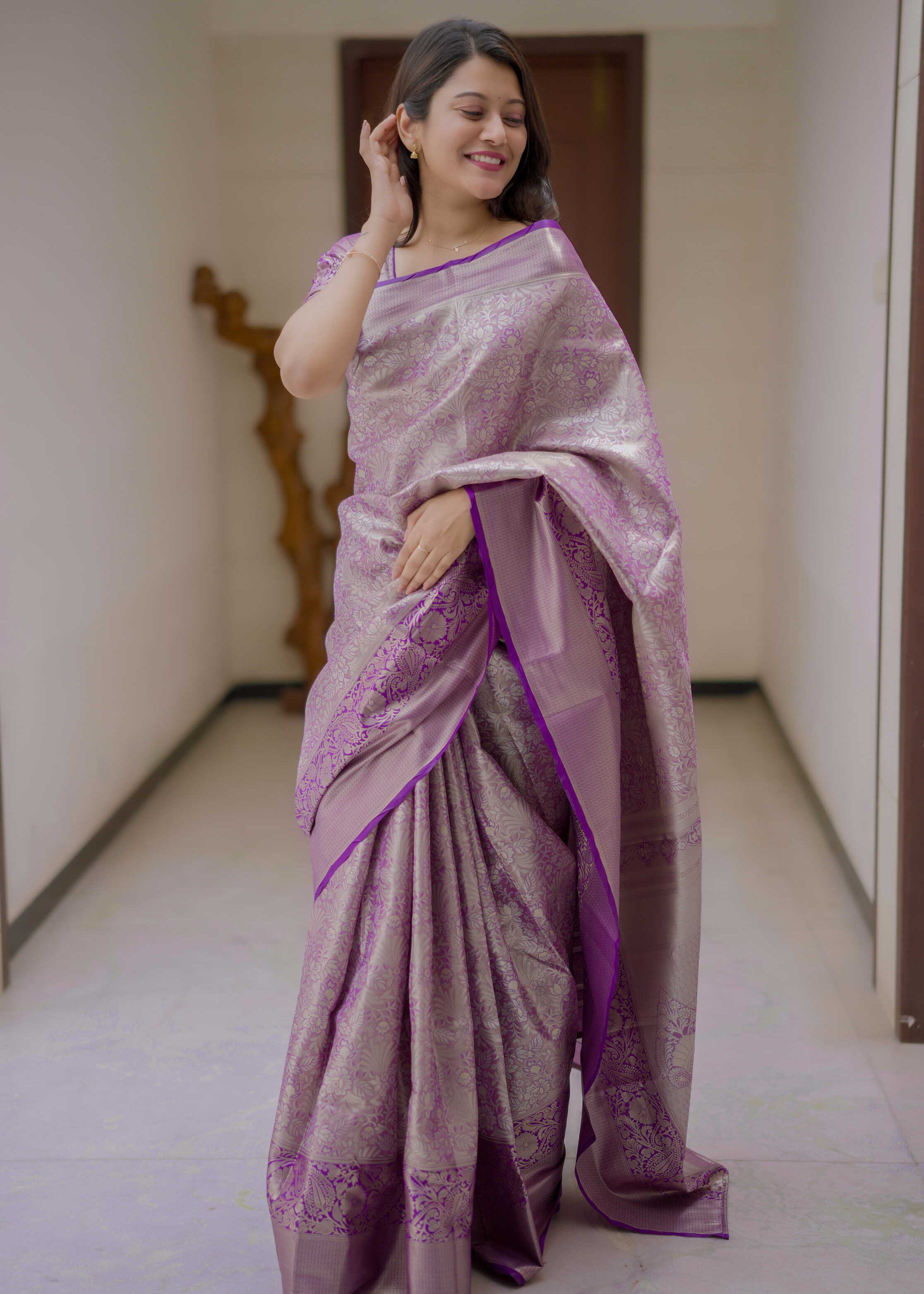 Purple Bridal Kanchipuram Silk Saree
