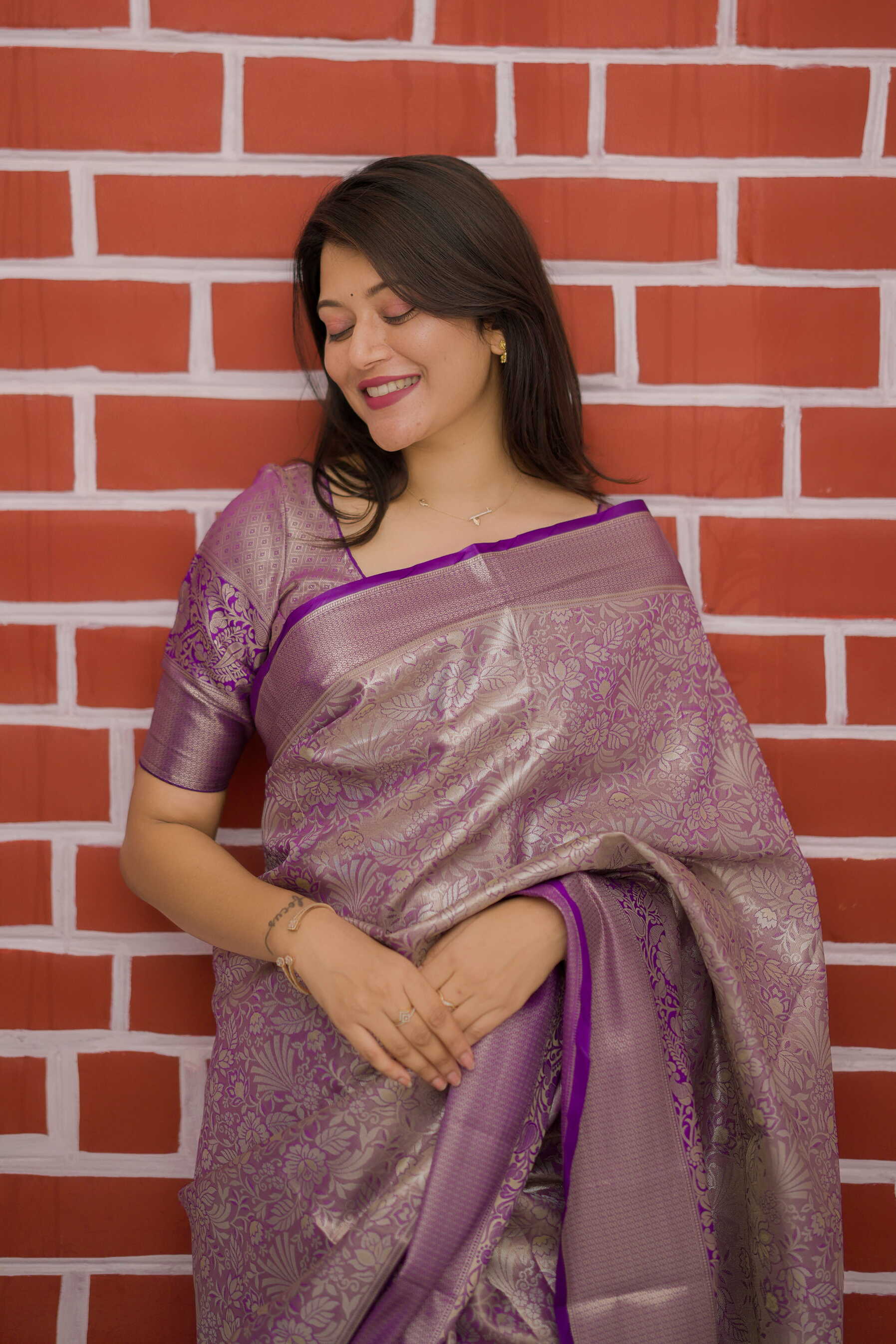 Purple Bridal Kanchipuram Silk Saree