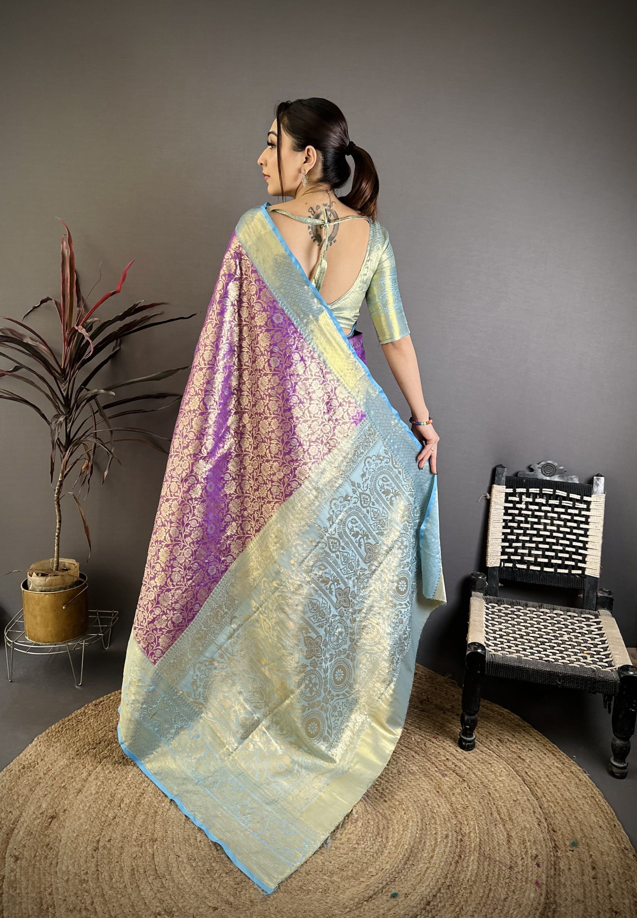 Purple Kanjivaram Silk Saree