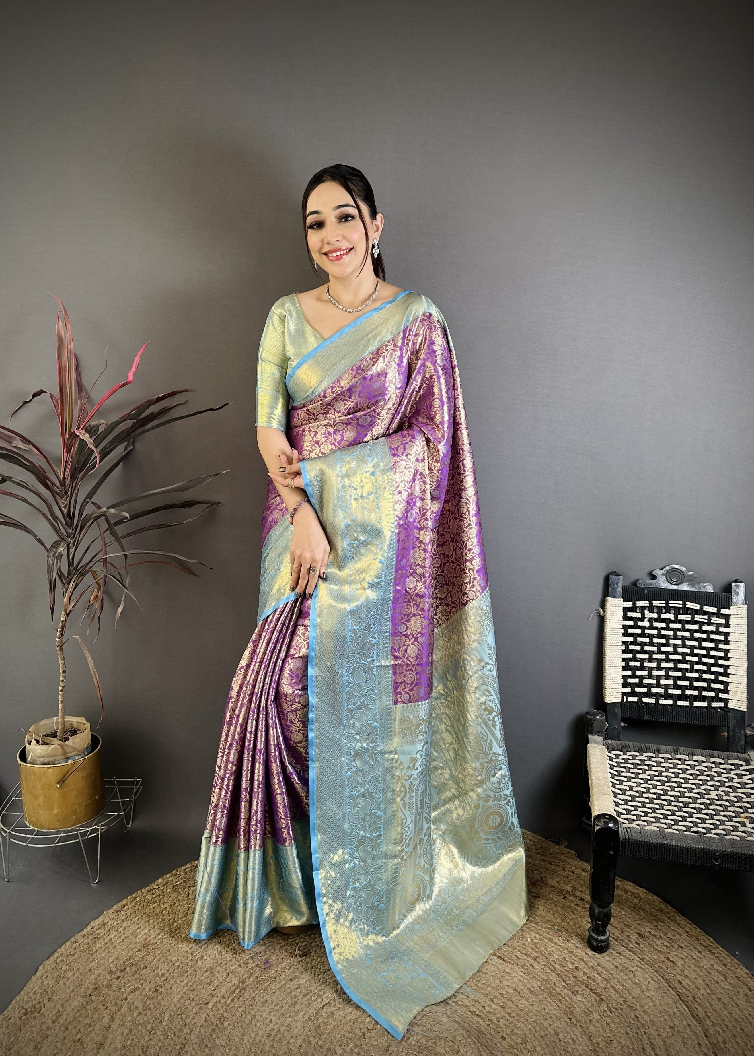 Purple Kanjivaram Silk Saree