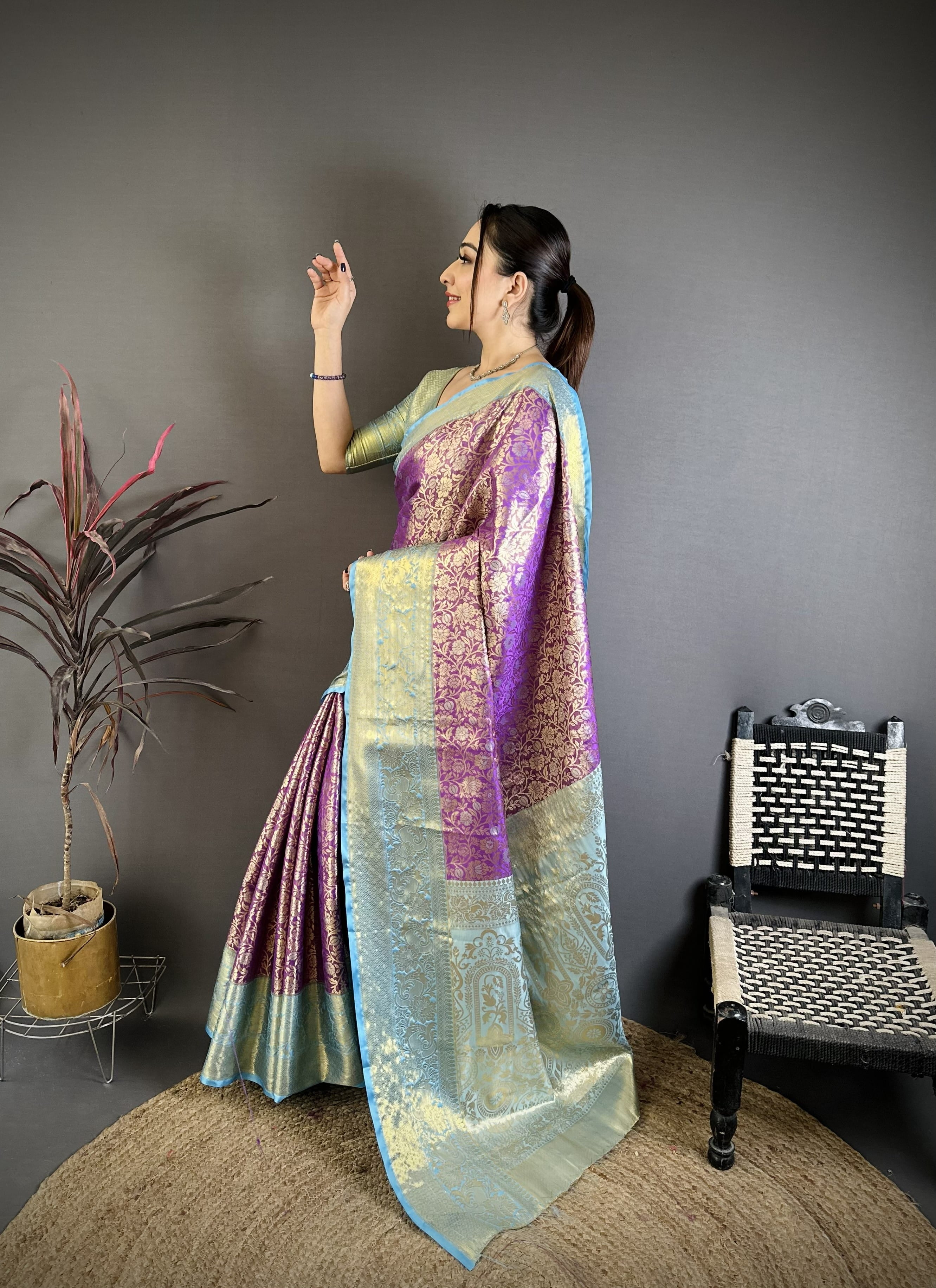 Purple Kanjivaram Silk Saree