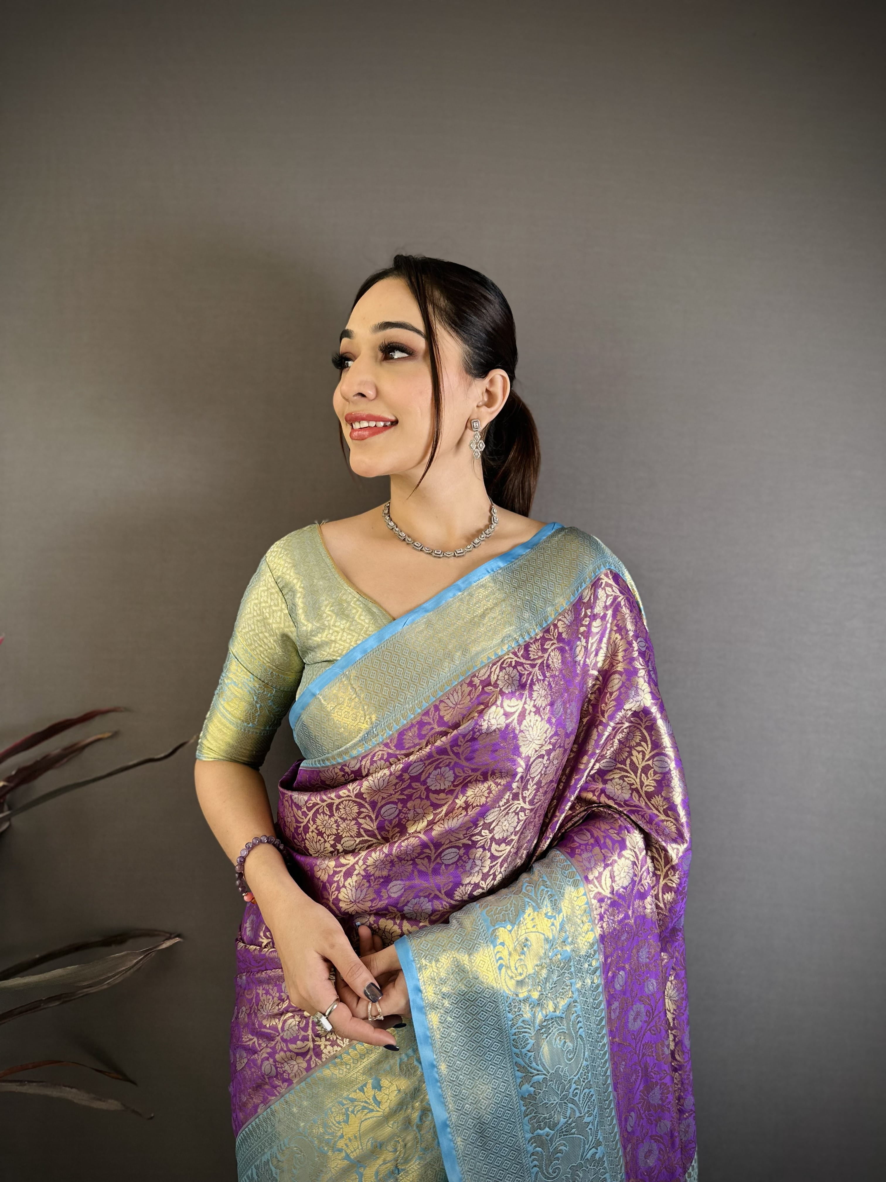 Purple Kanjivaram Silk Saree