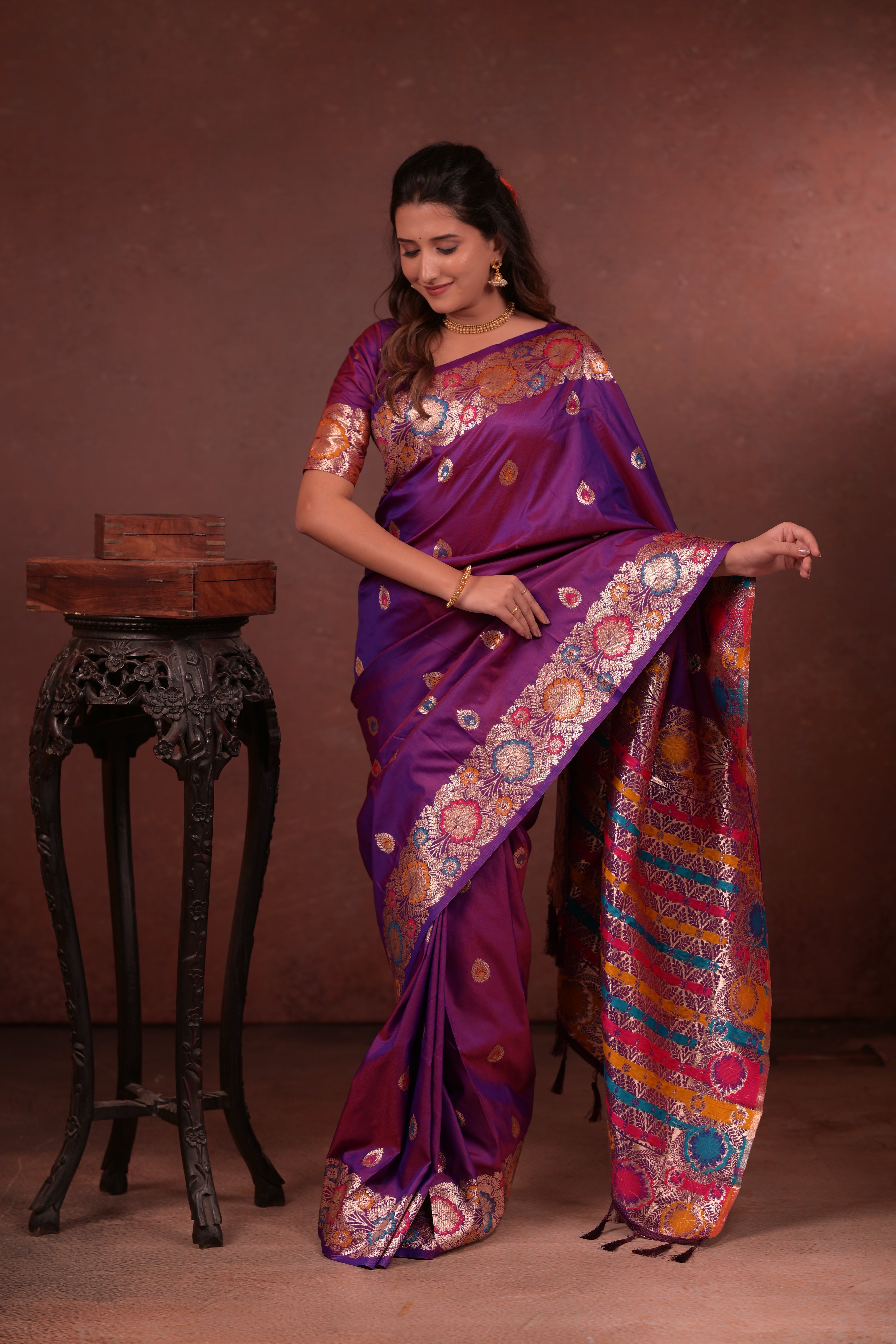 Purple Paithani Woven Silk Saree