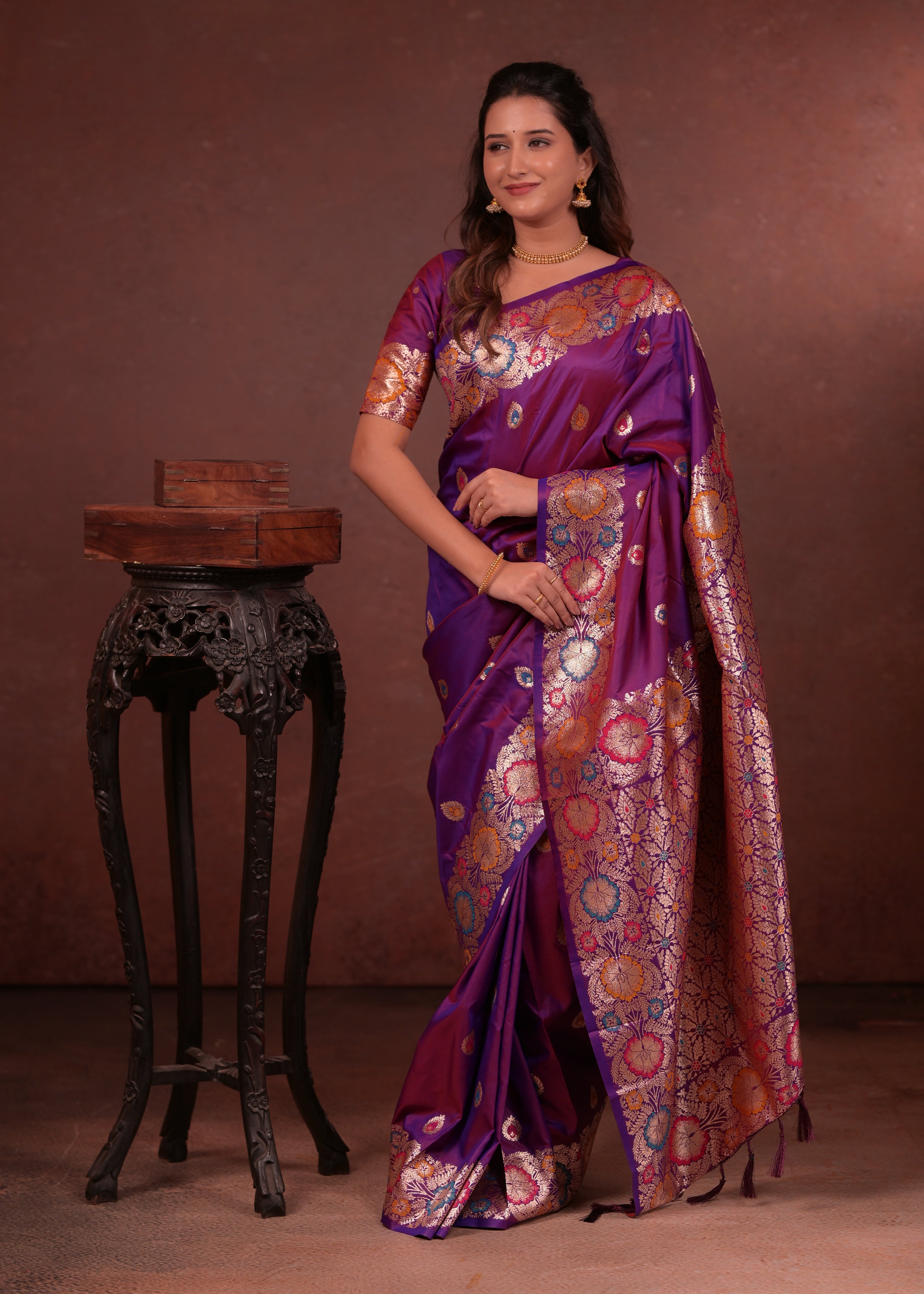 Purple Paithani Woven Silk Saree
