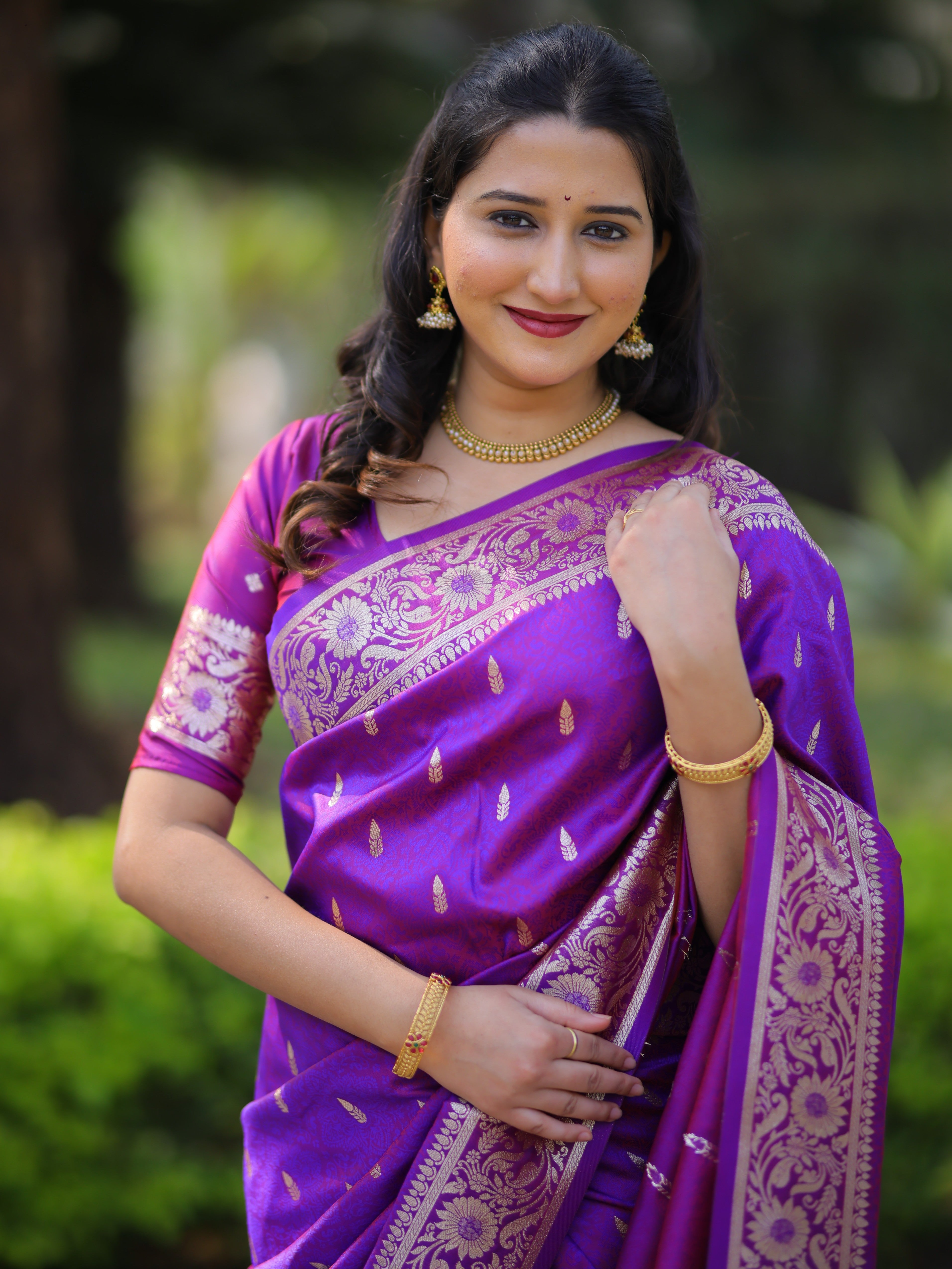 Purple Pure Banarasi Silk Saree