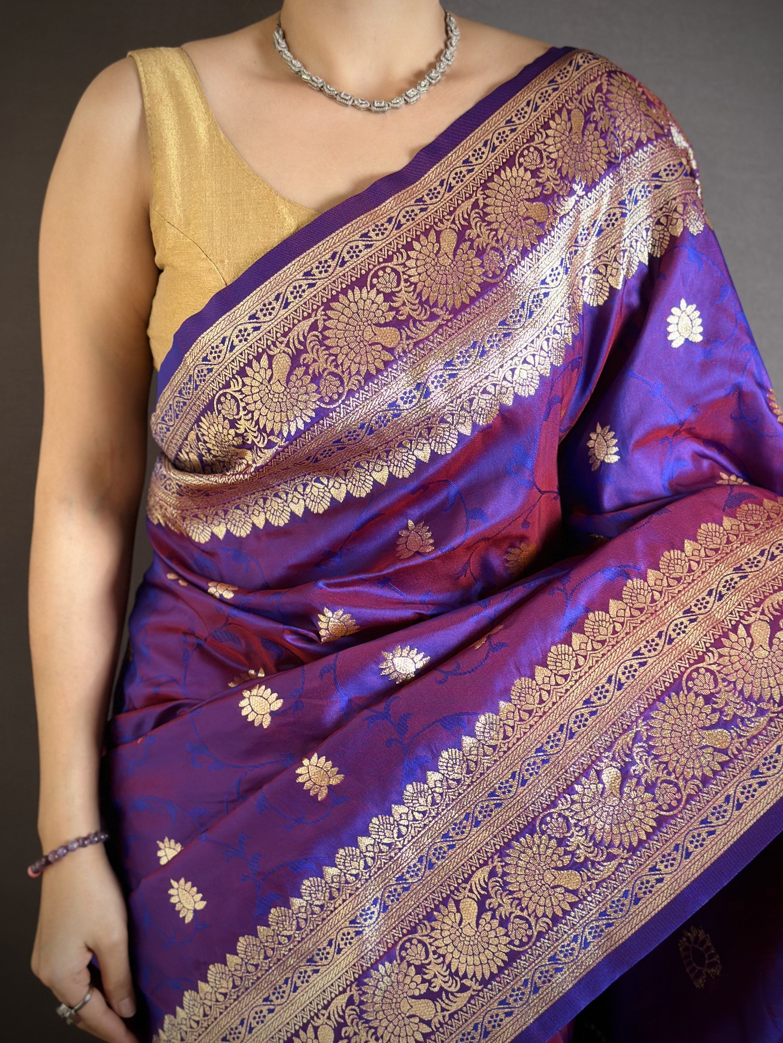 Purple Pure Banarasi Silk Saree