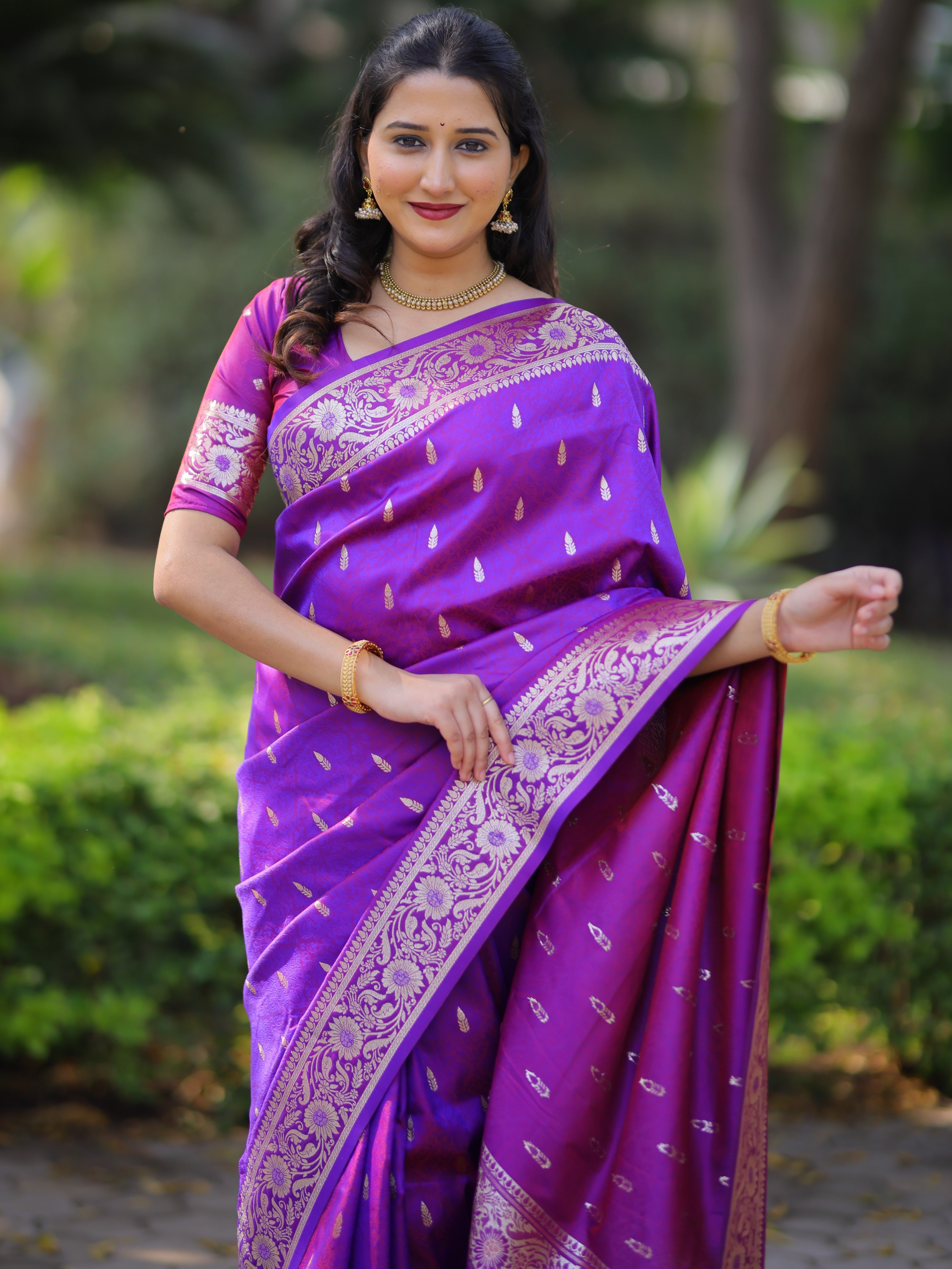 Purple Pure Banarasi Silk Saree