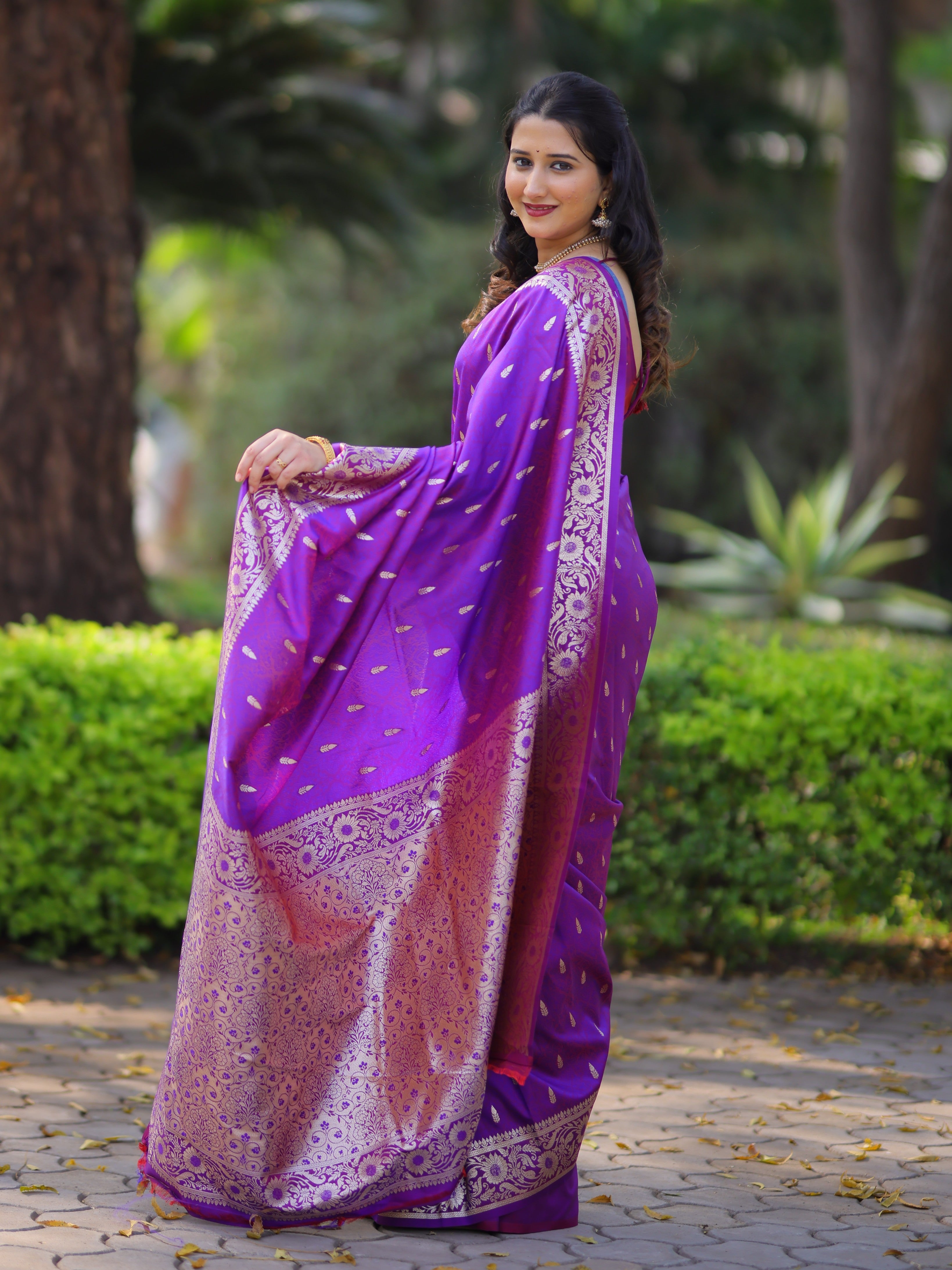 Purple Pure Banarasi Silk Saree