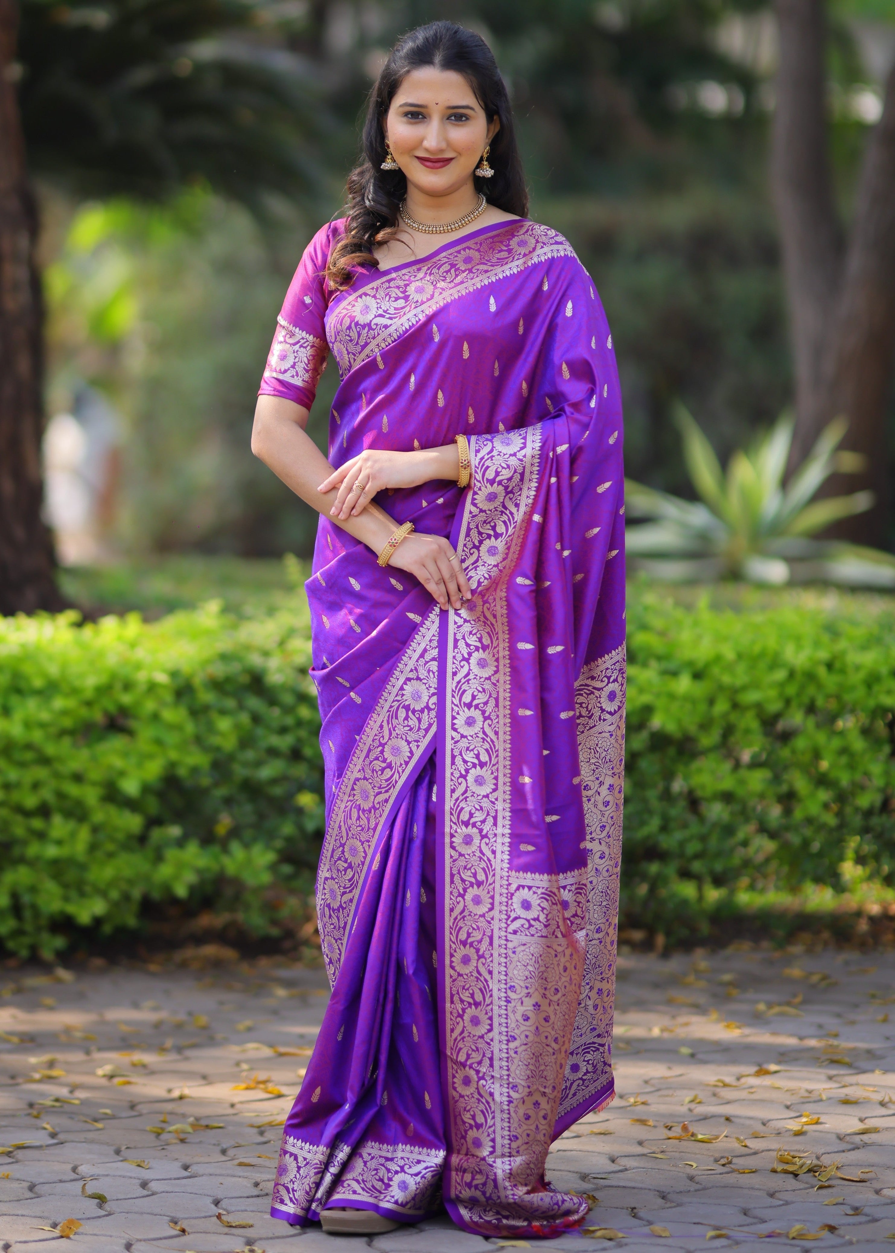 Purple Pure Banarasi Silk Saree