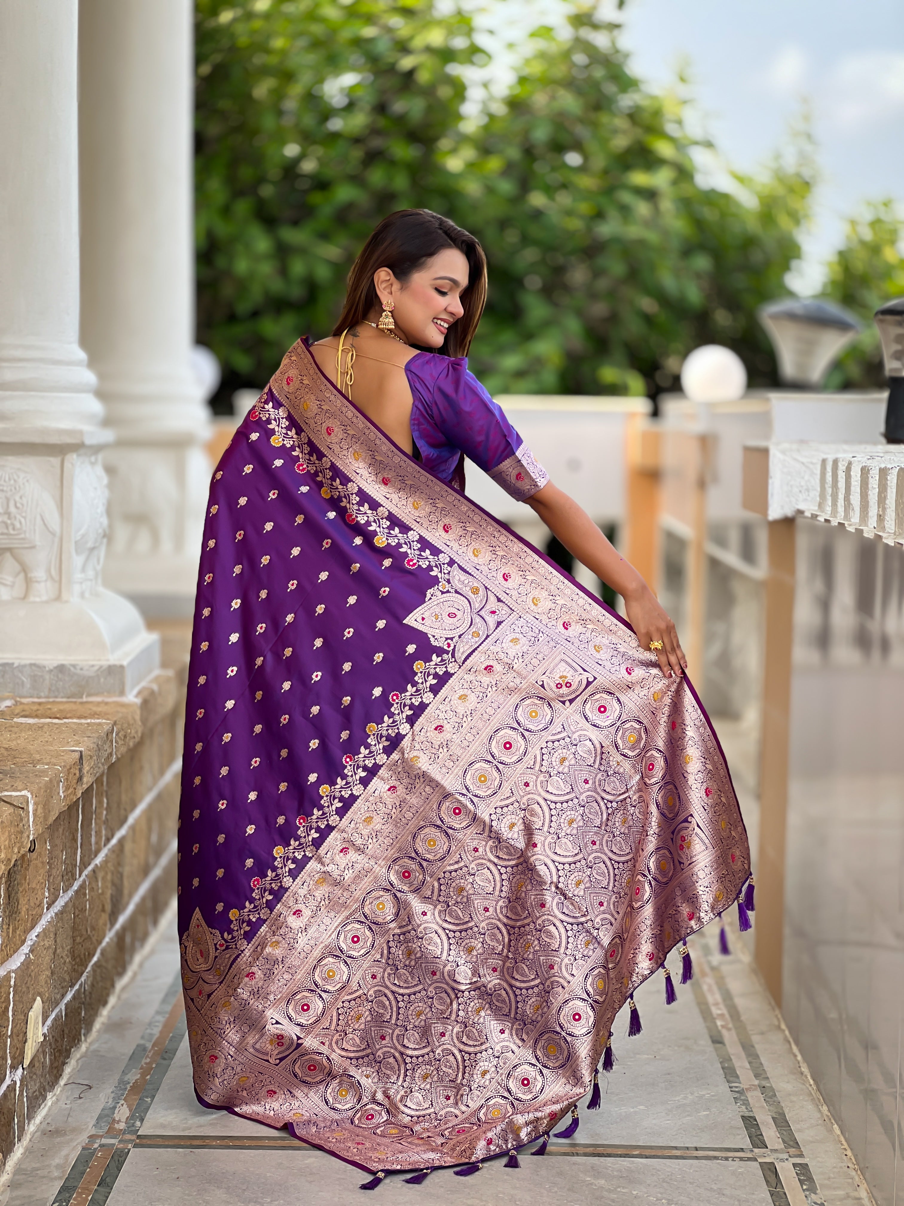 Purple Soft Banarasi Silk Saree