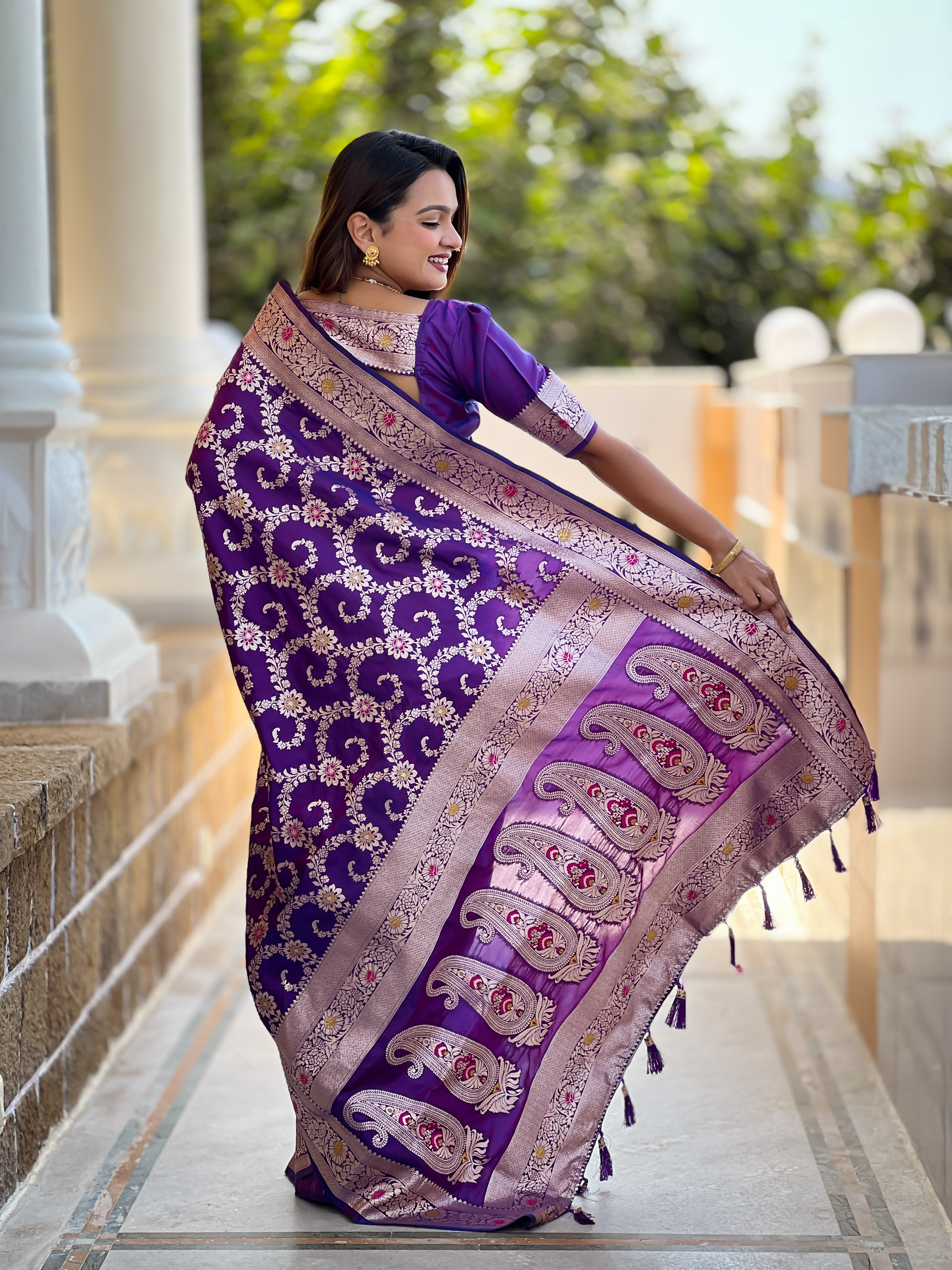 Purple Soft Banarasi Silk Saree