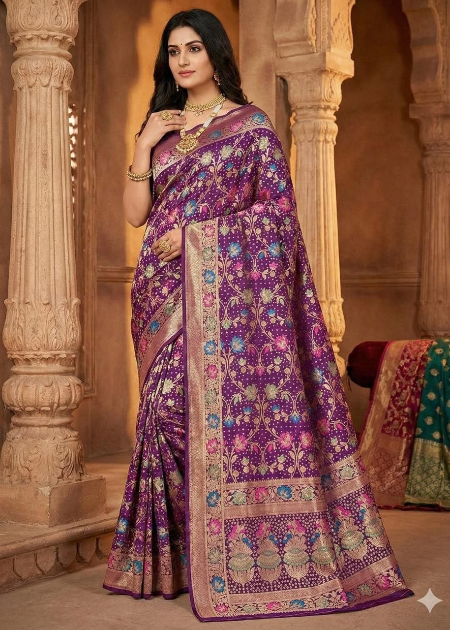 Purple Traditional Banarasi Silk Saree