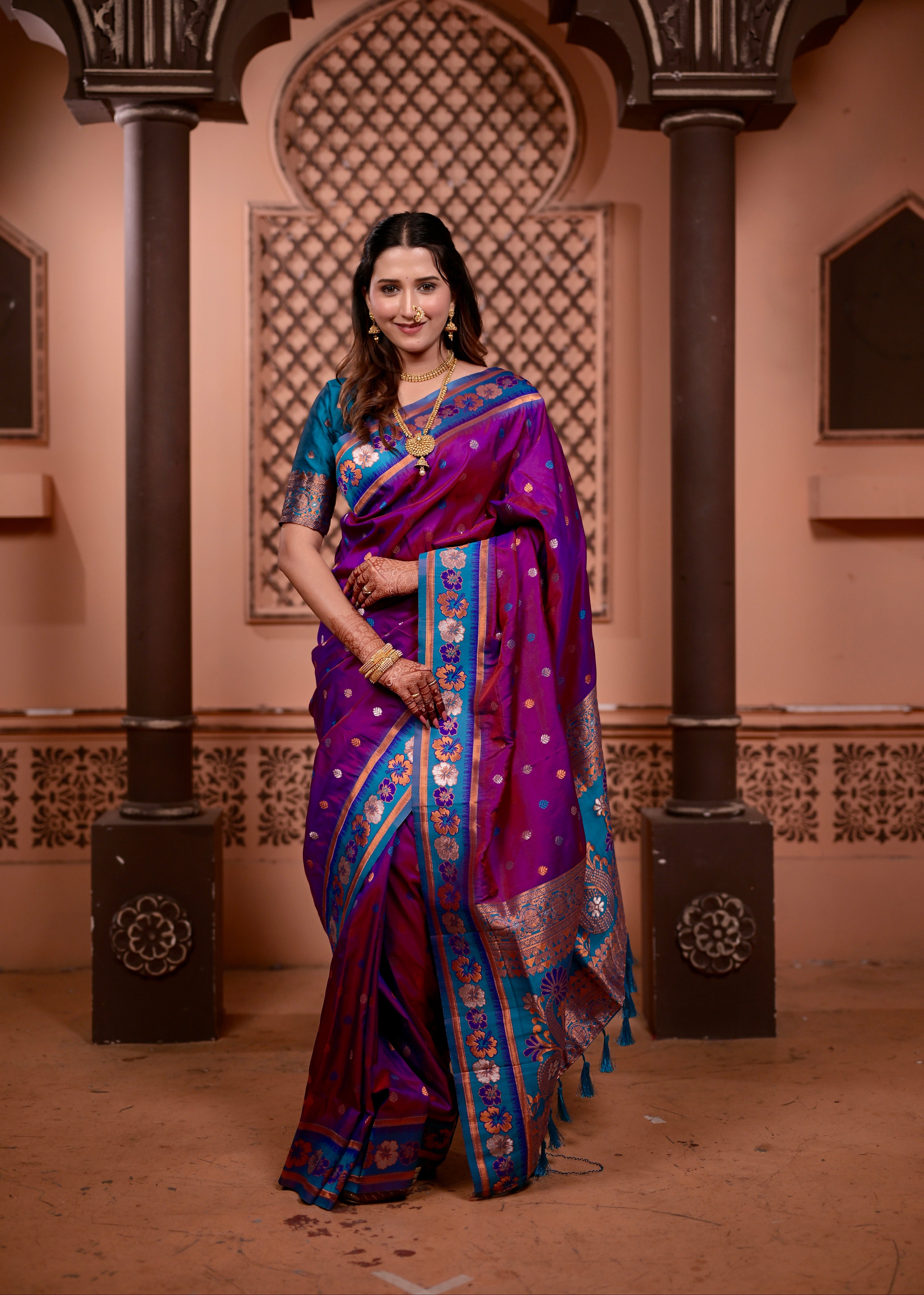 Purple Traditional Soft Silk Saree