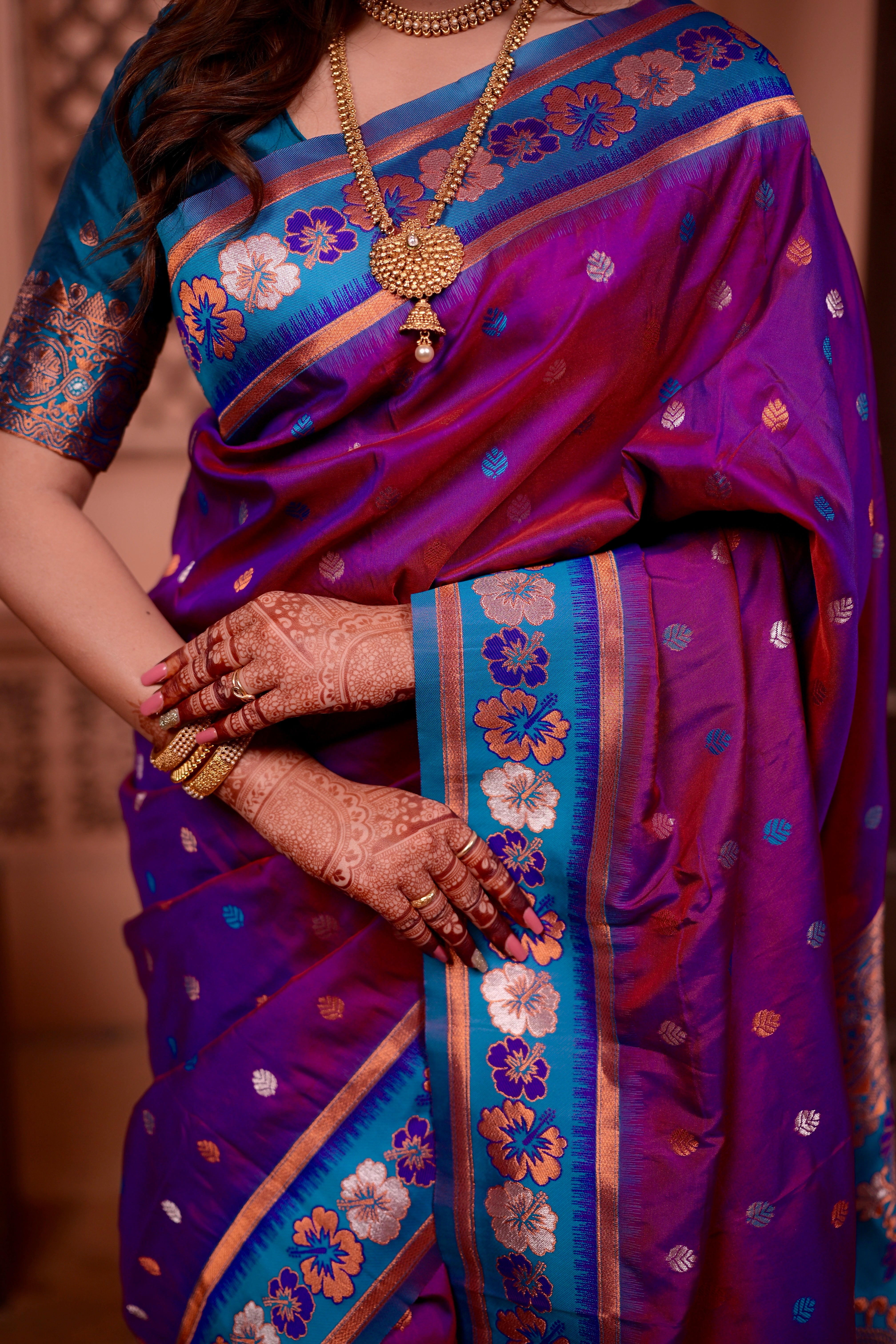 Purple Traditional Soft Silk Saree