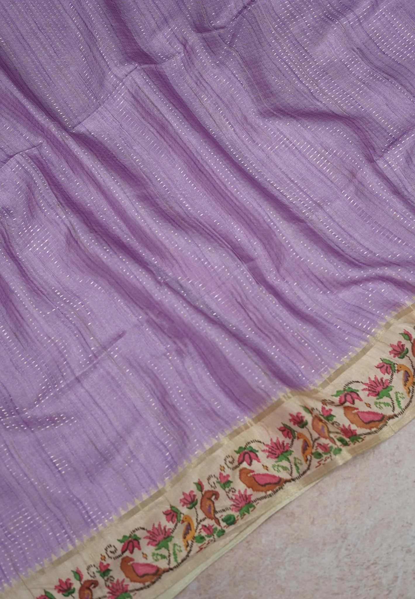 Purple Tussar Silk Saree