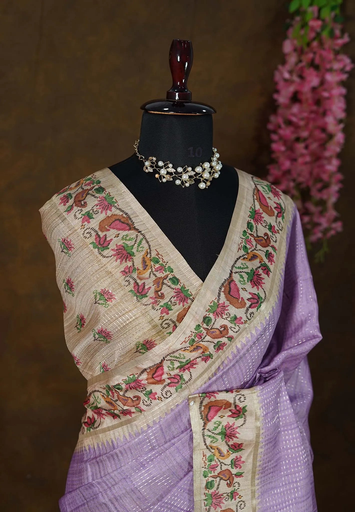 Purple Tussar Silk Saree