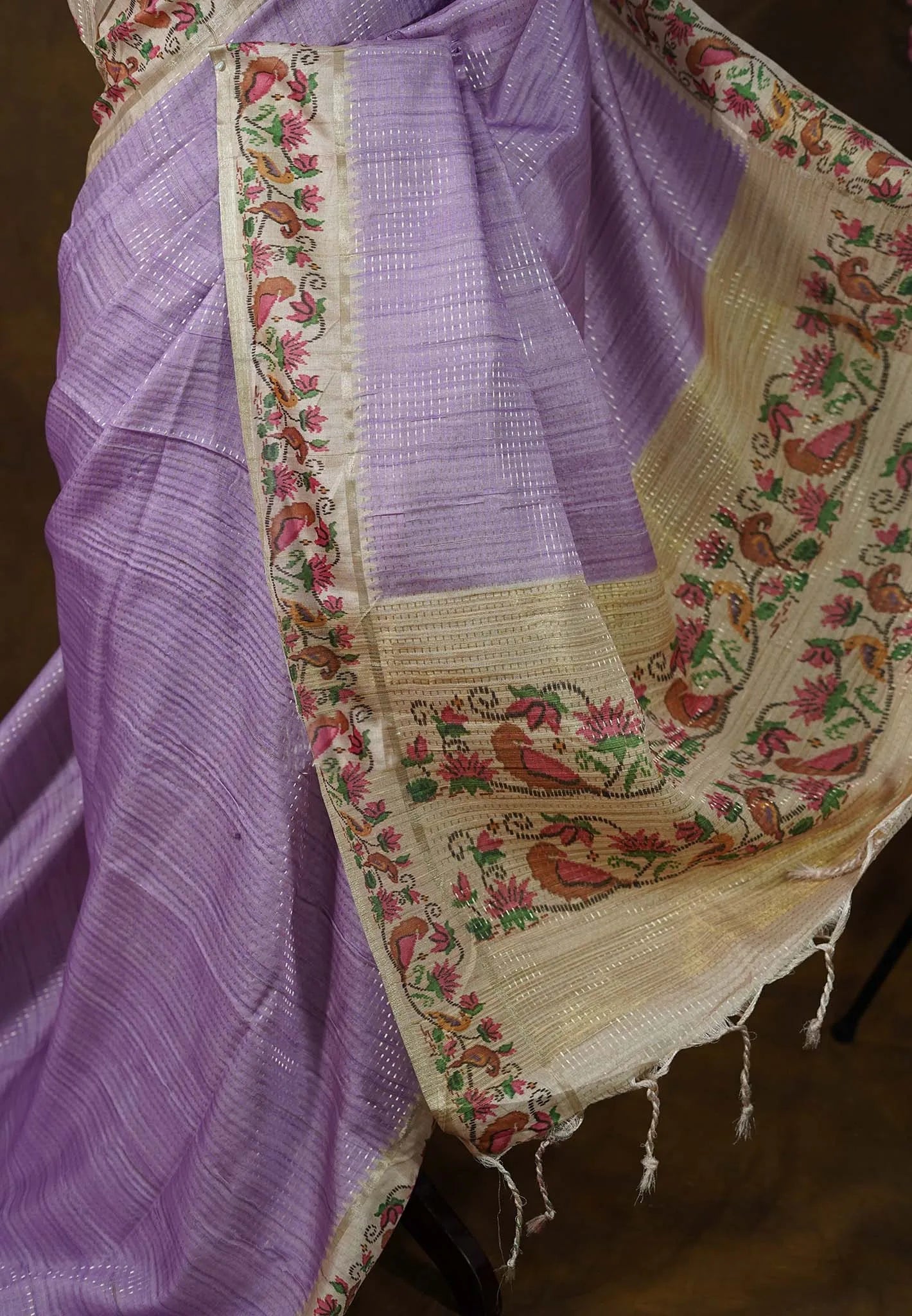 Purple Tussar Silk Saree