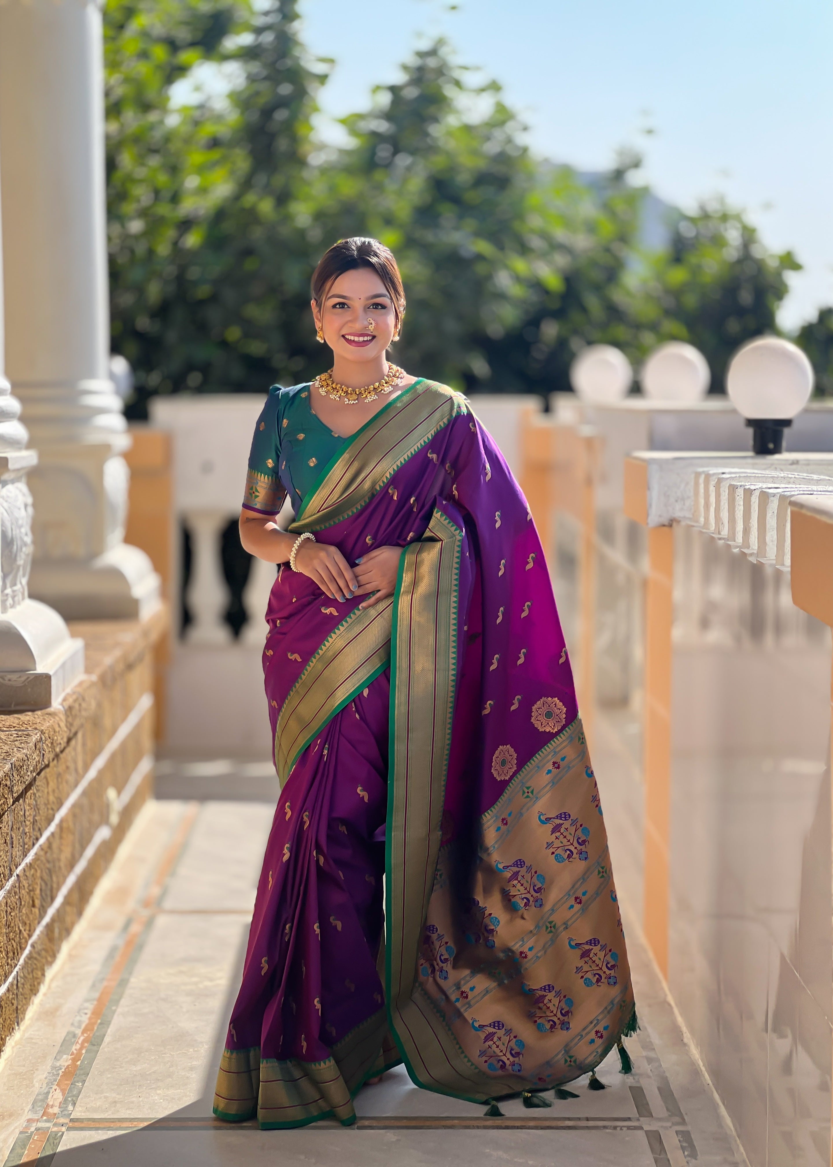 Purple Wedding Wear Soft Paithani Silk Saree