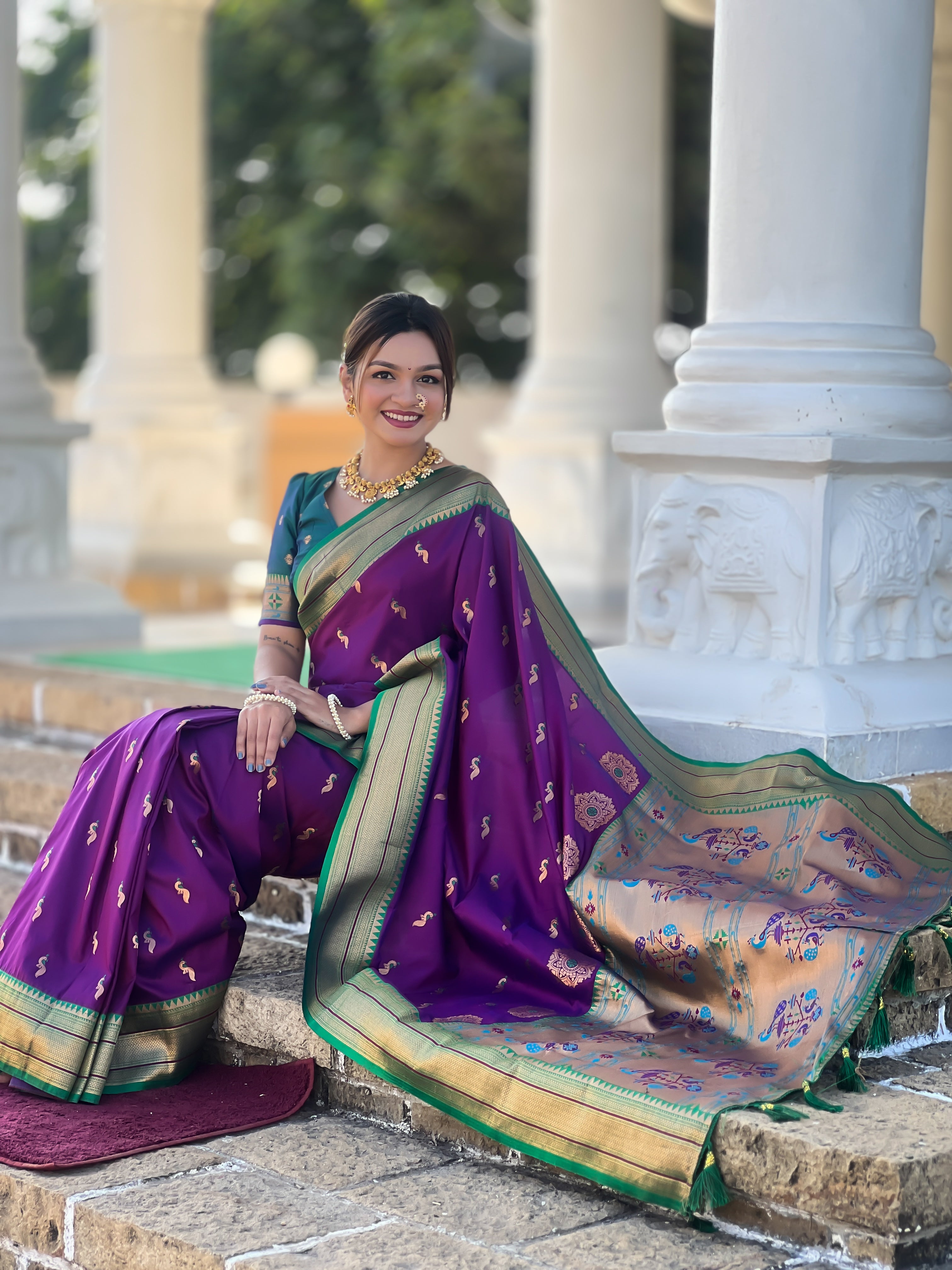 Purple Wedding Wear Soft Paithani Silk Saree